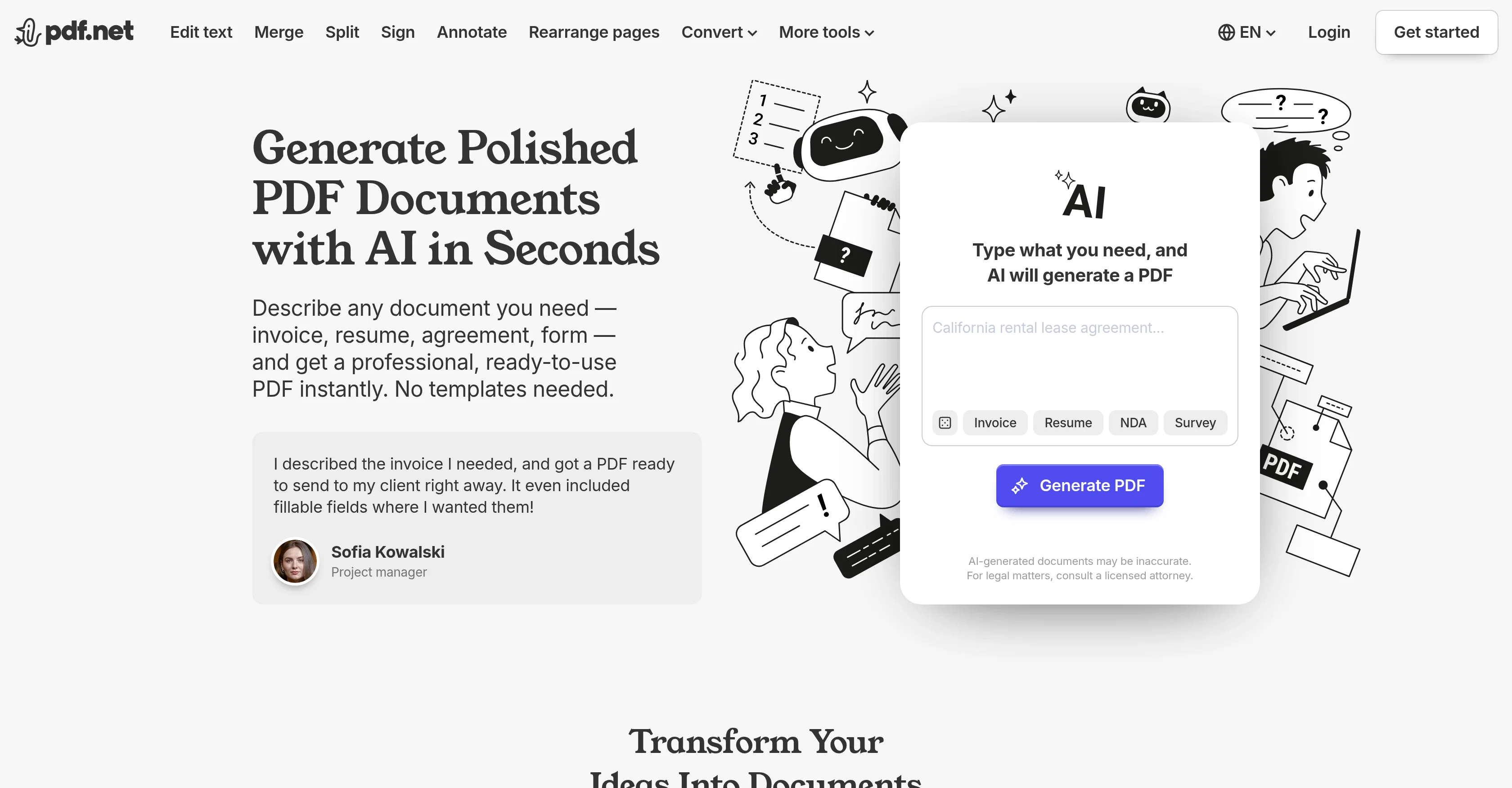 PDF Generator by pdf.net website