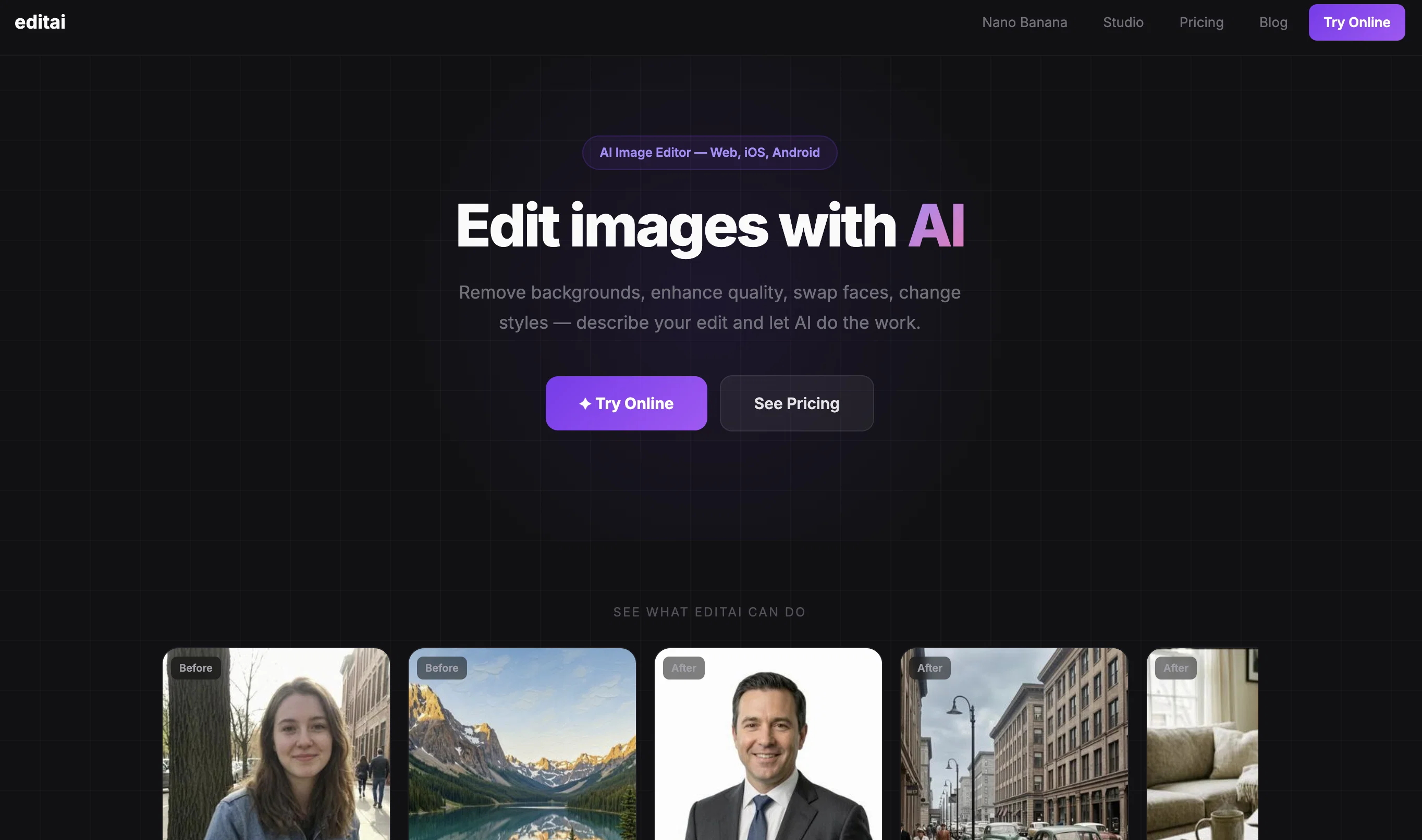 EditAI - AI Photo Editor website