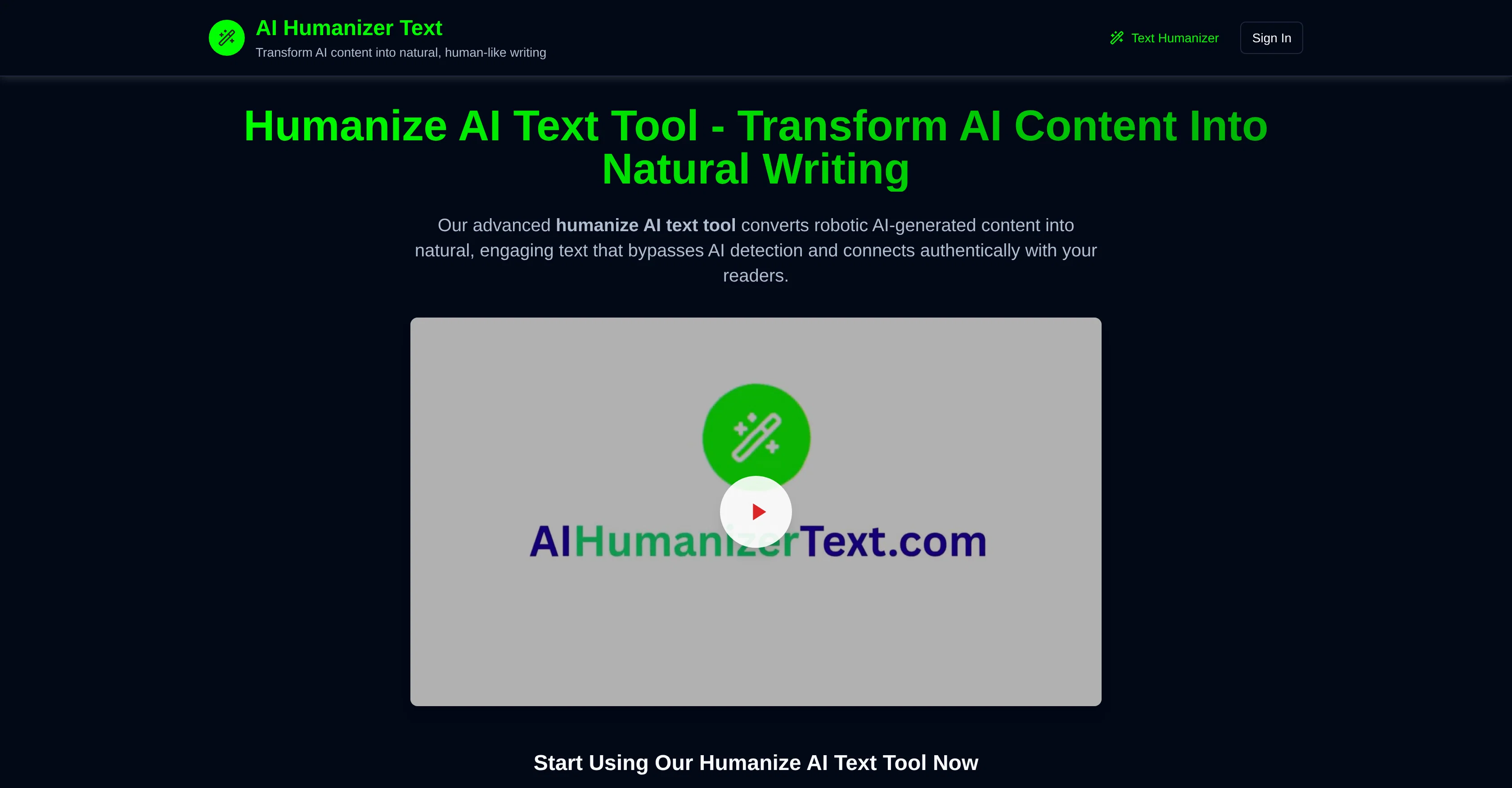 AI Humanizer Text website