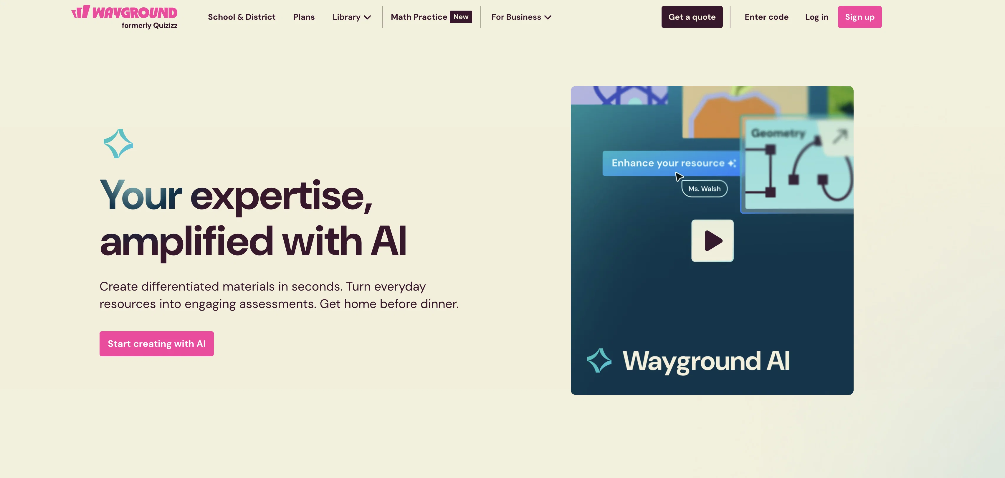 WayGround (Quizizz AI) website