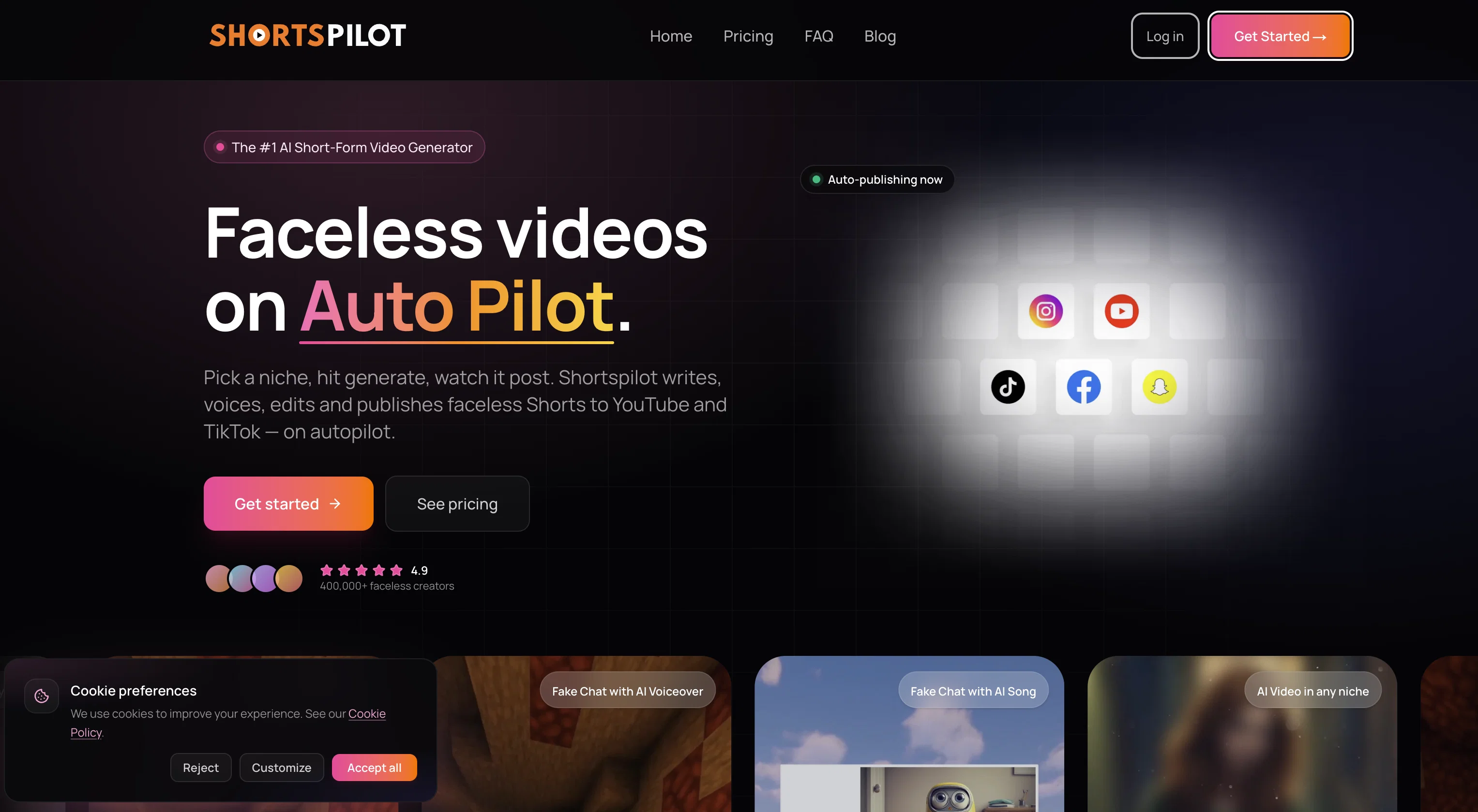 Shortspilot AI website