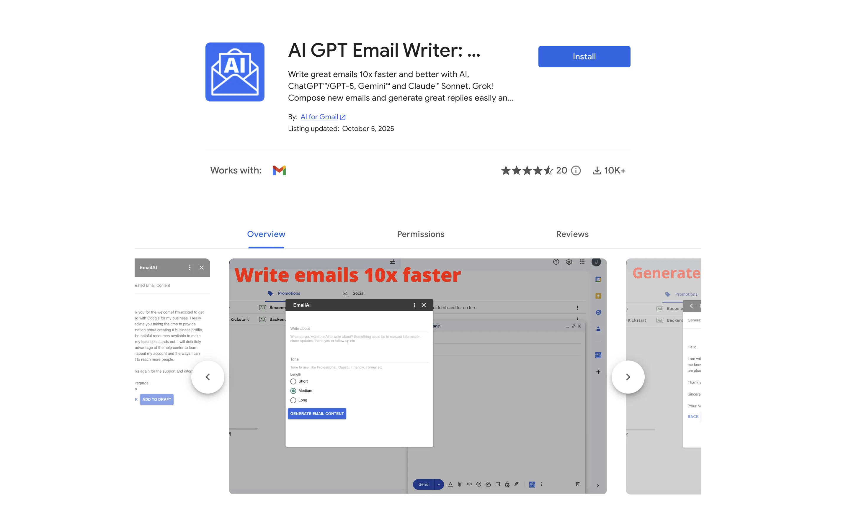 AI Email Writer website