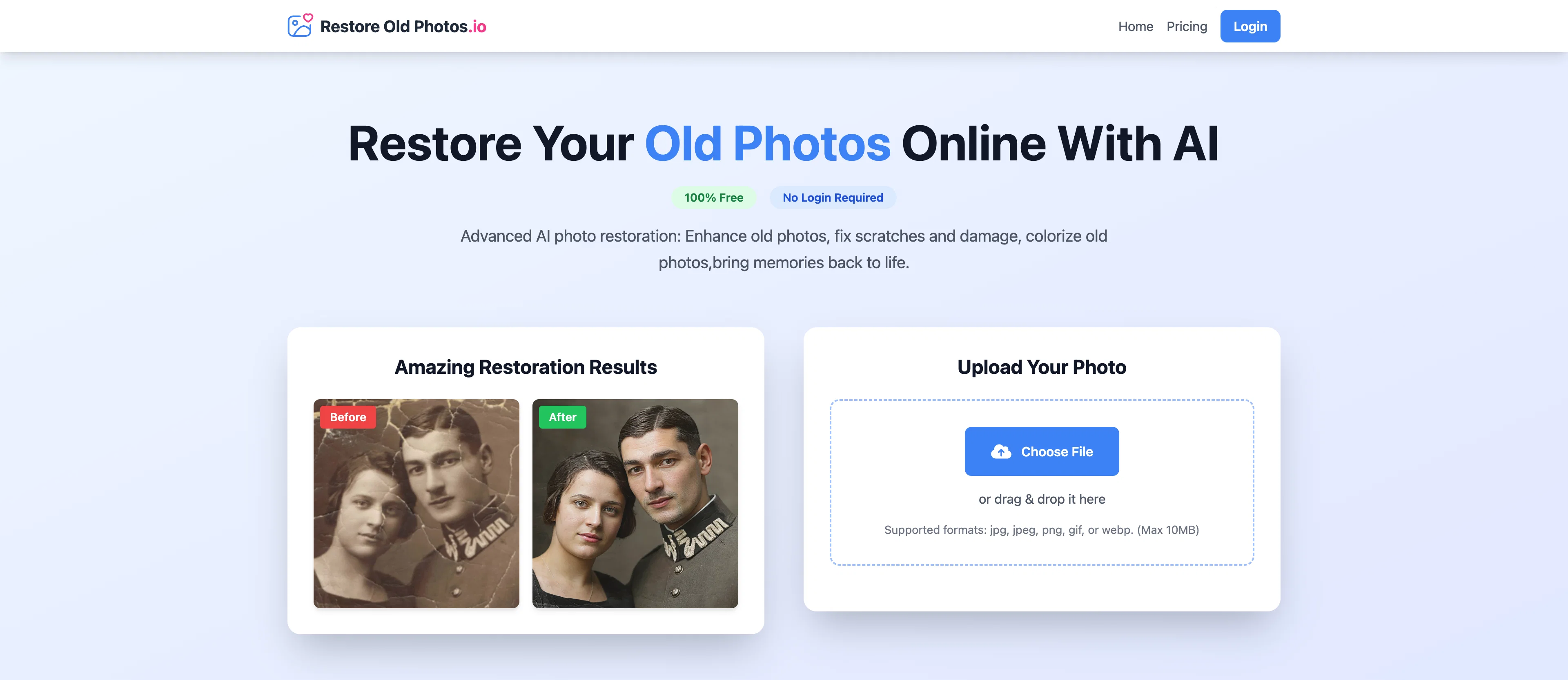 Restore Old Photos.io website
