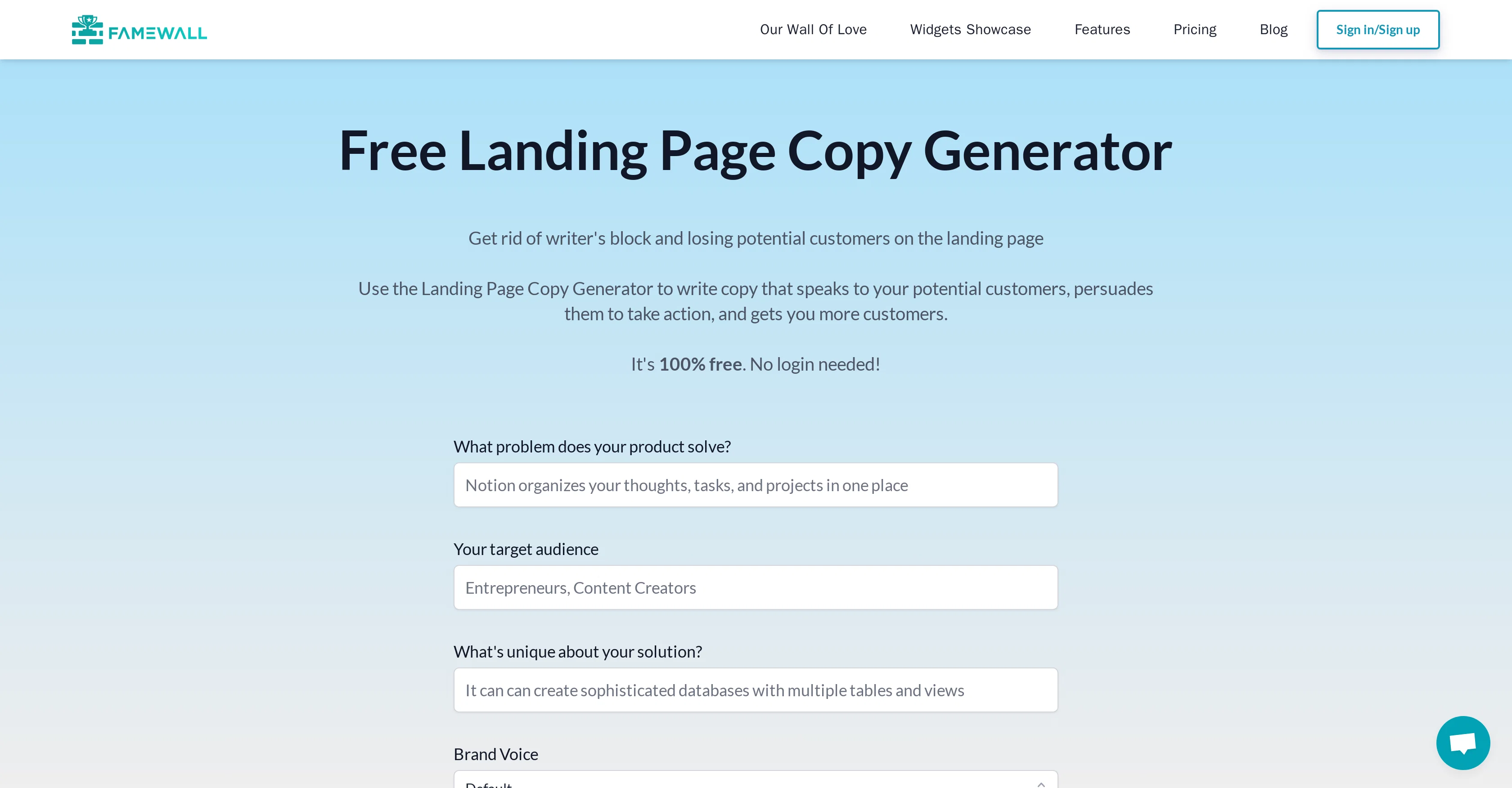 Landing Page Copy website