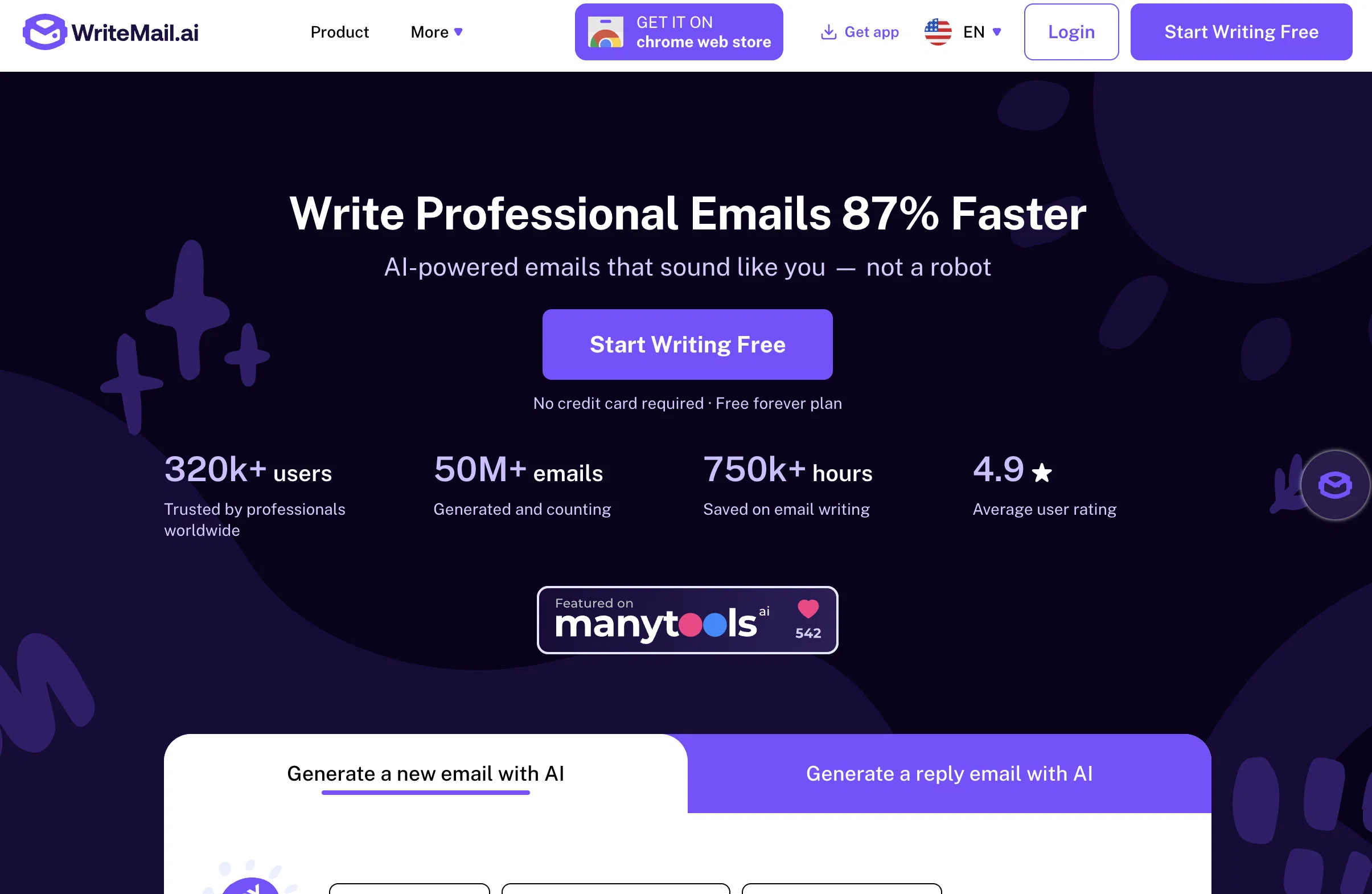 WriteMail.ai website