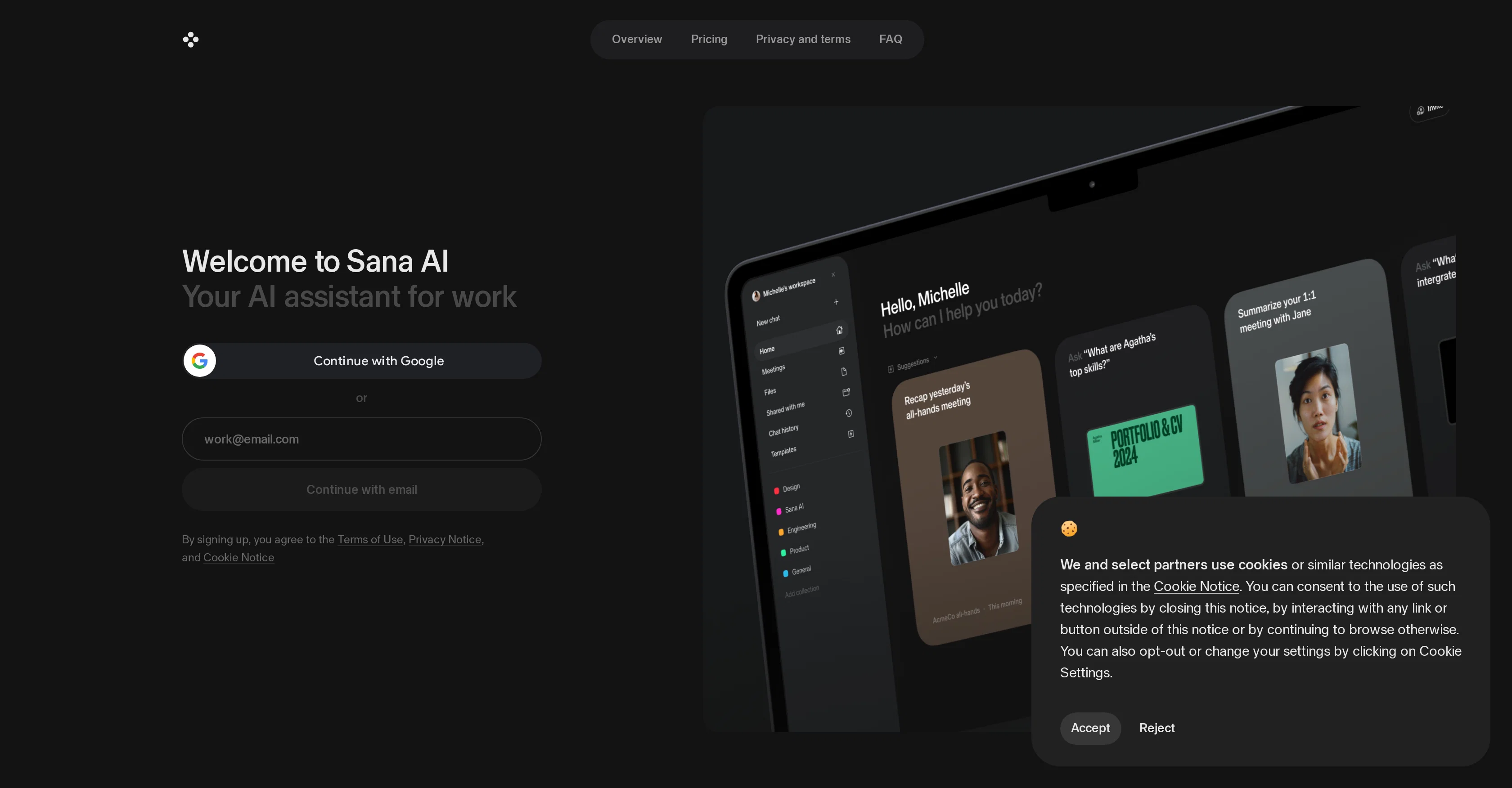 Sana AI website