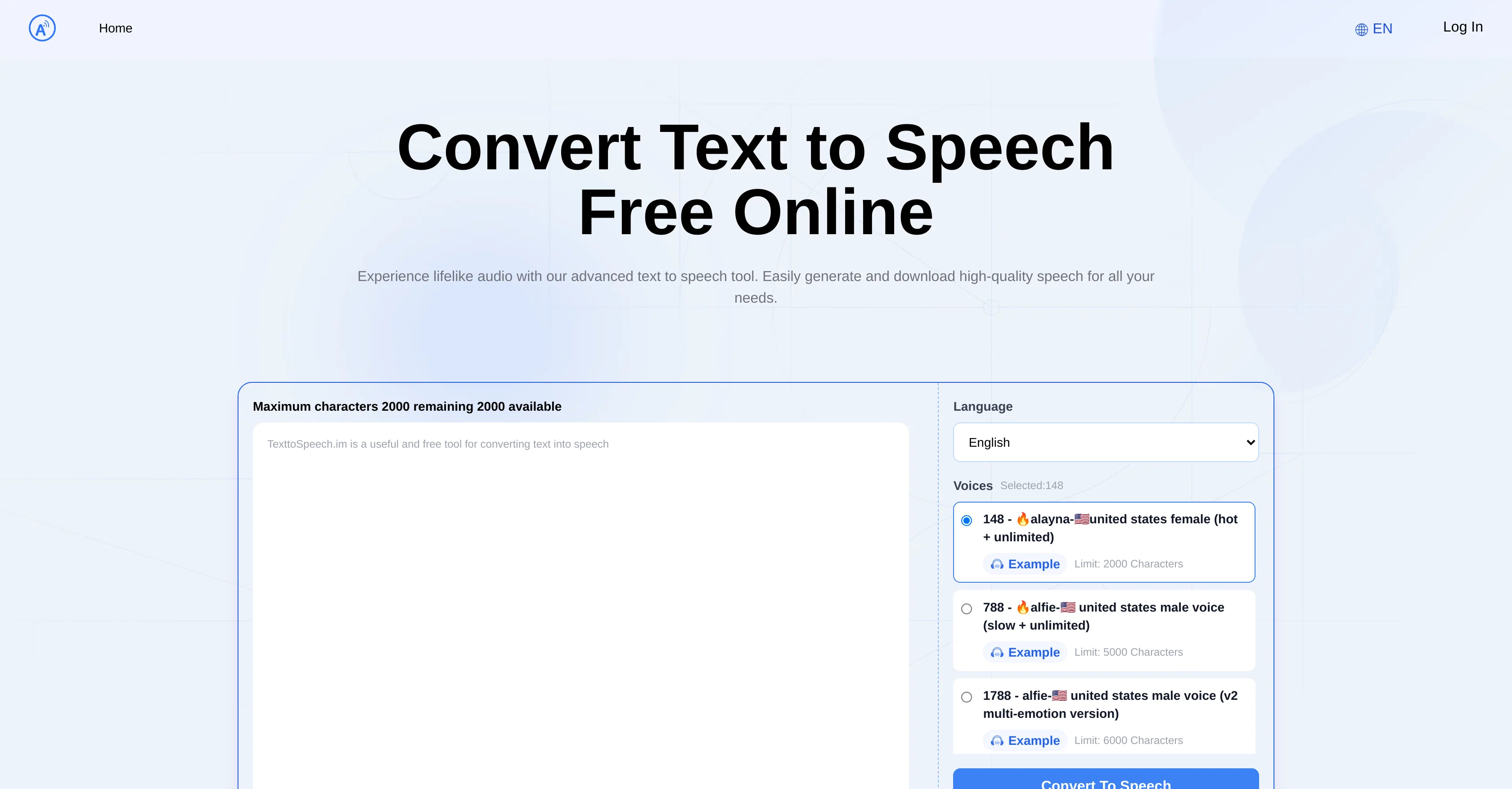 Text to Speech.im website