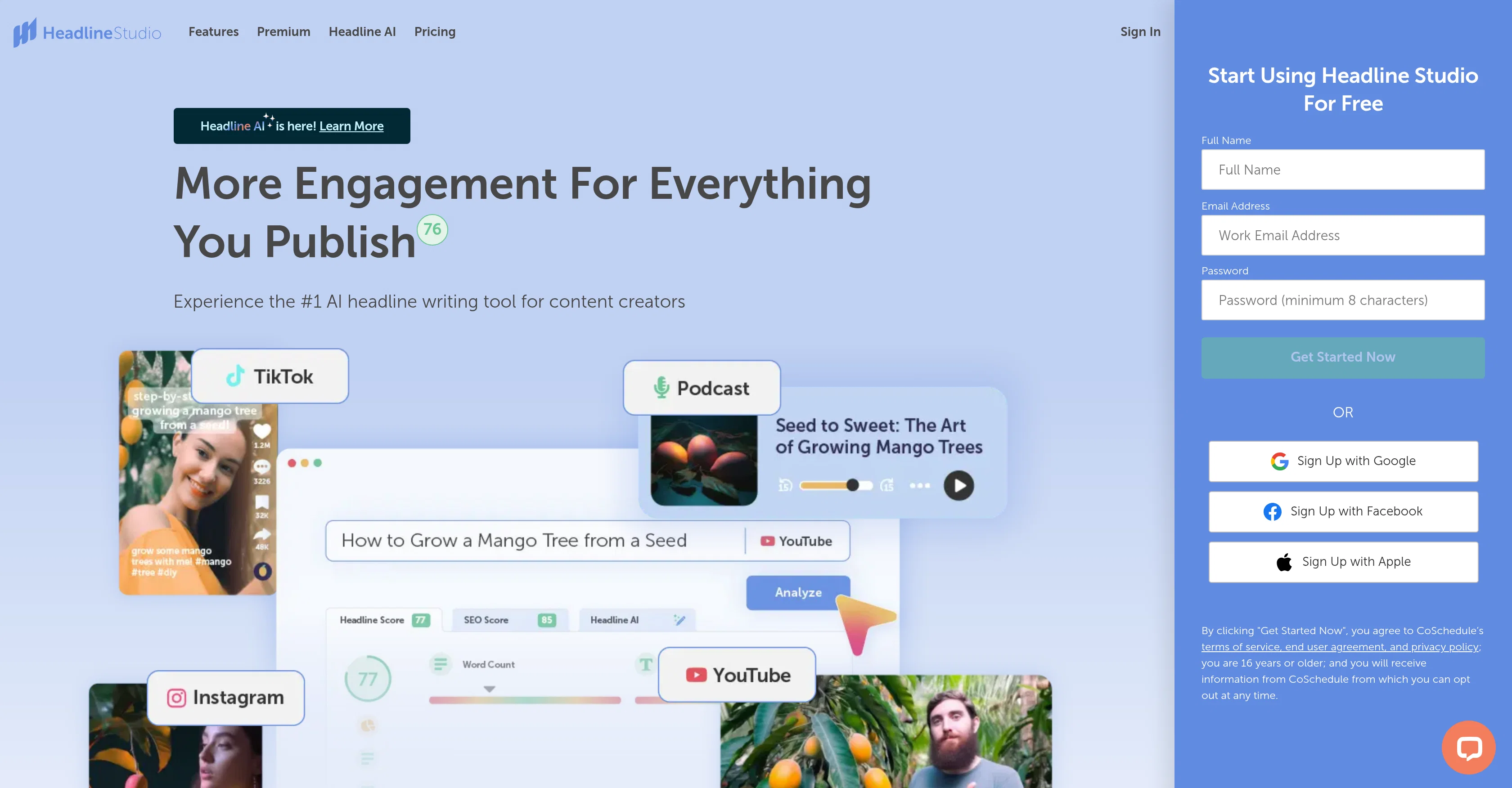 Headline Studio by CoSchedule website