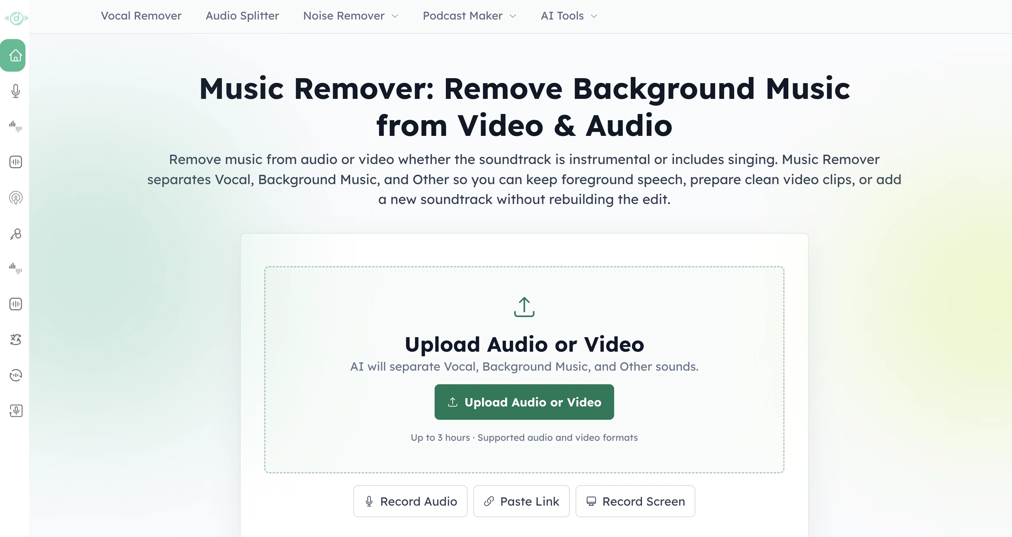 Music Remover website