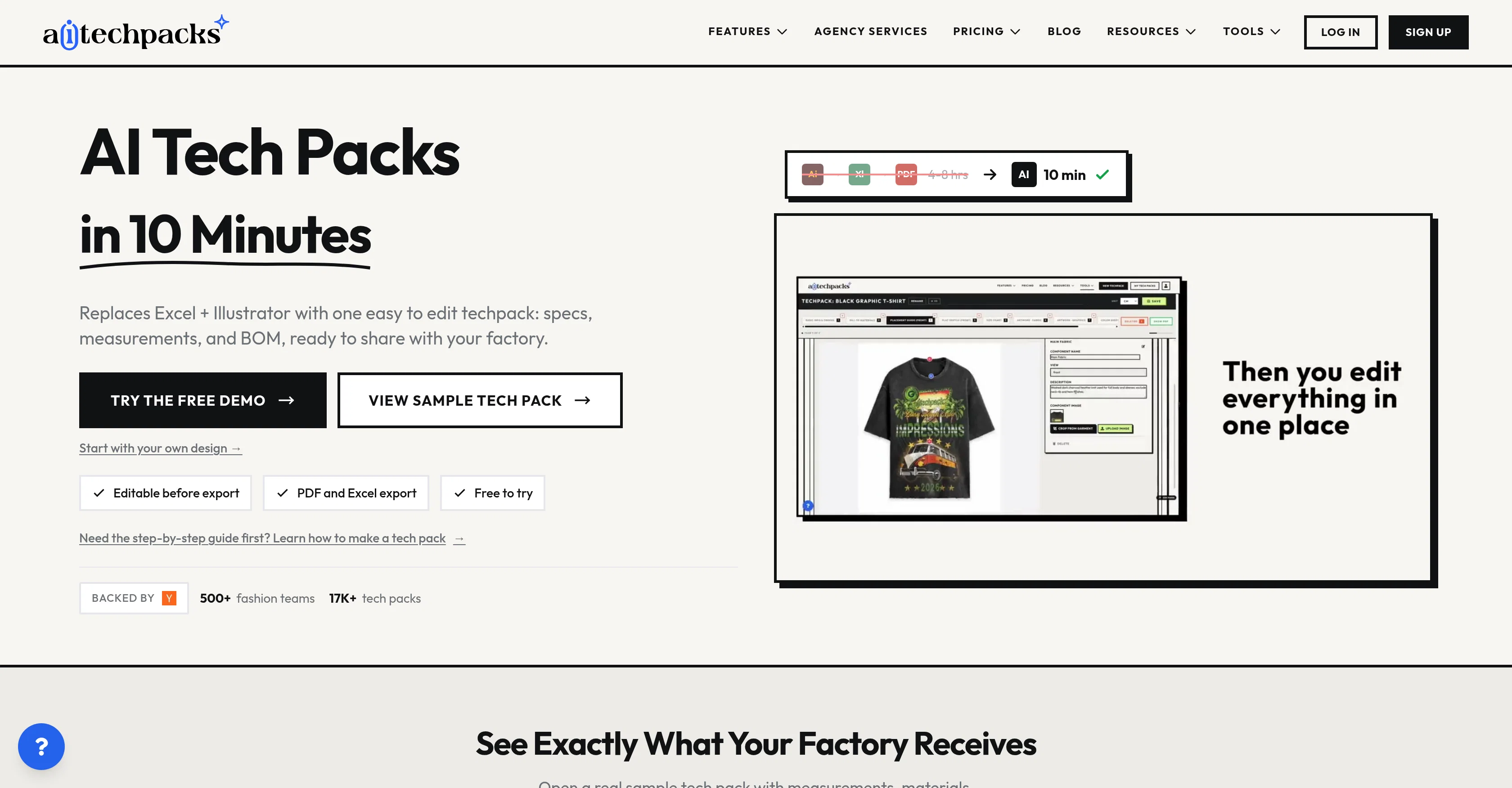 AI Tech Packs website