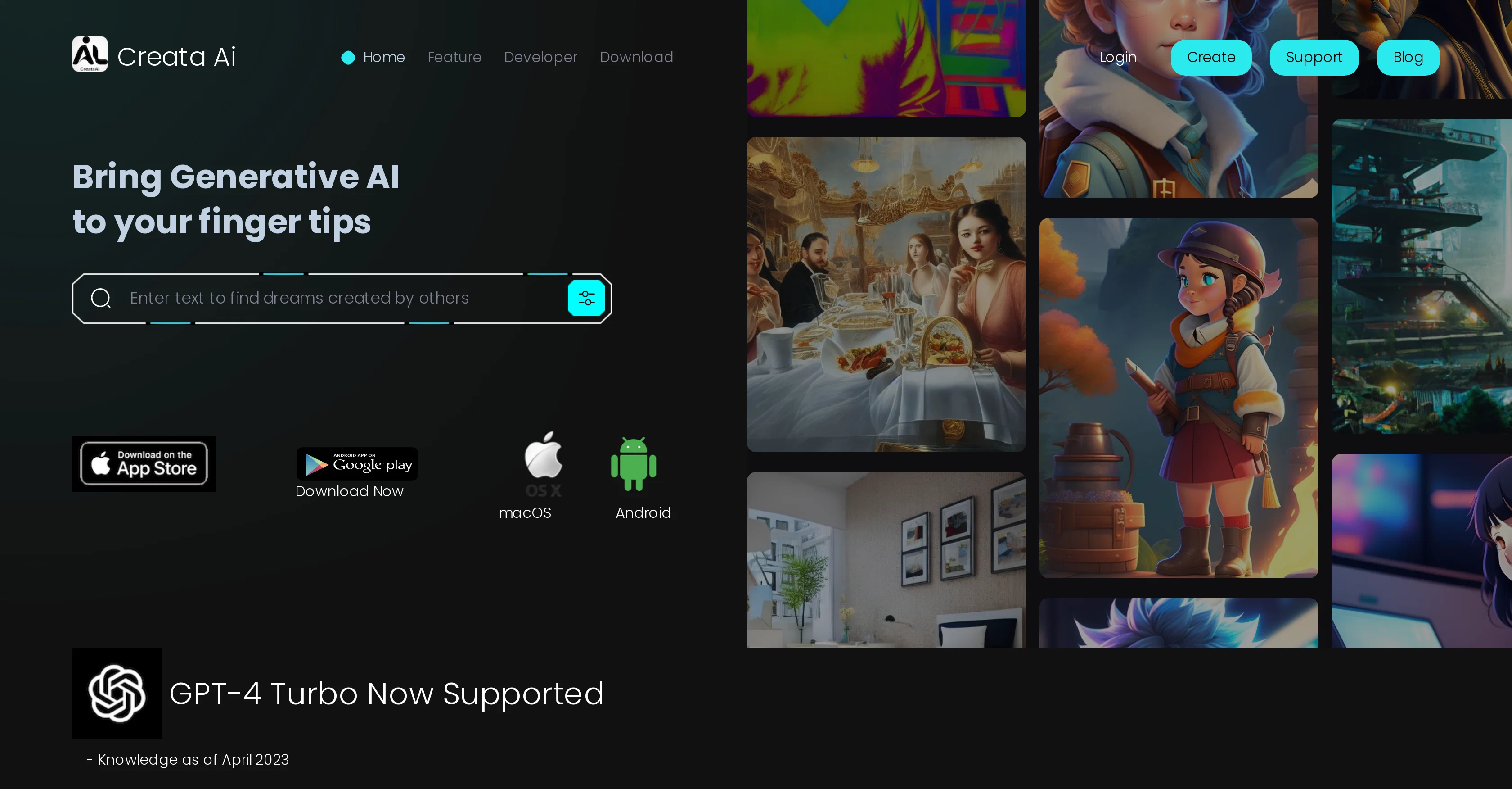 CreataAI website