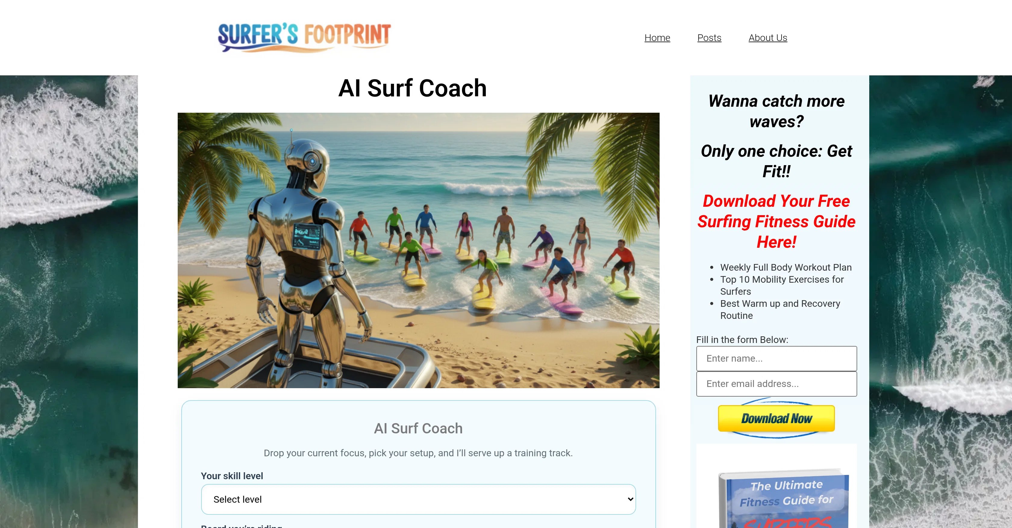 AI Surf Coach website