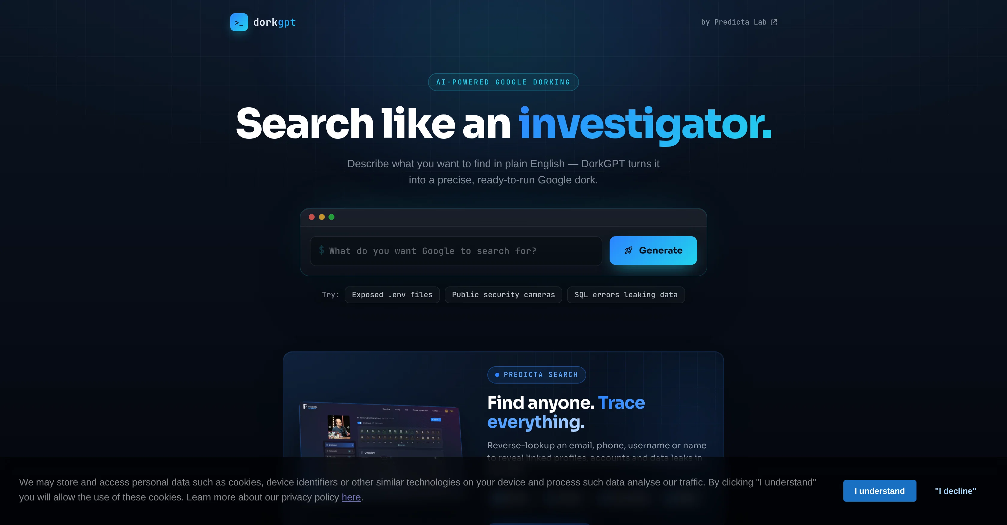 DorkGPT website