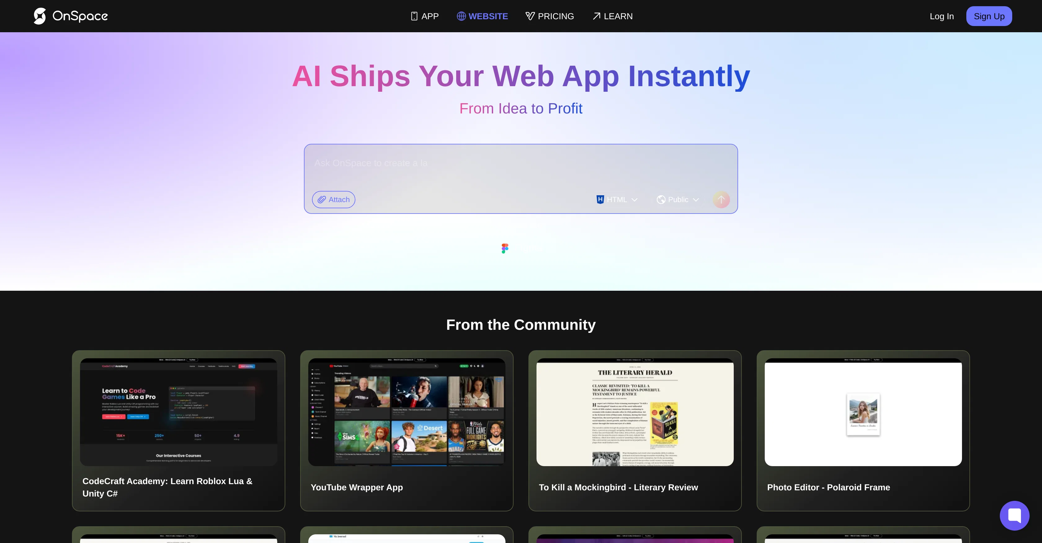 OnSpace.AI - AI Web App Builder website