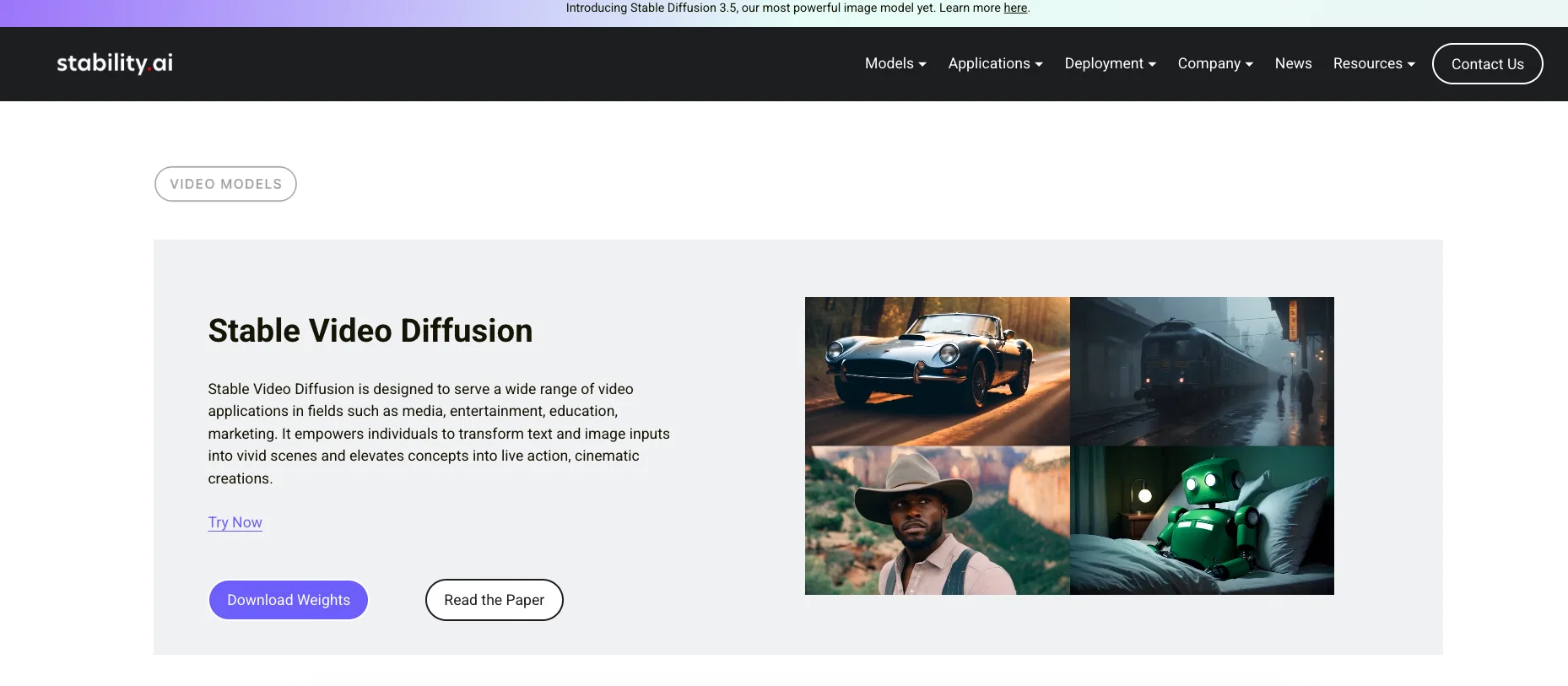 Stable Video Diffusion website