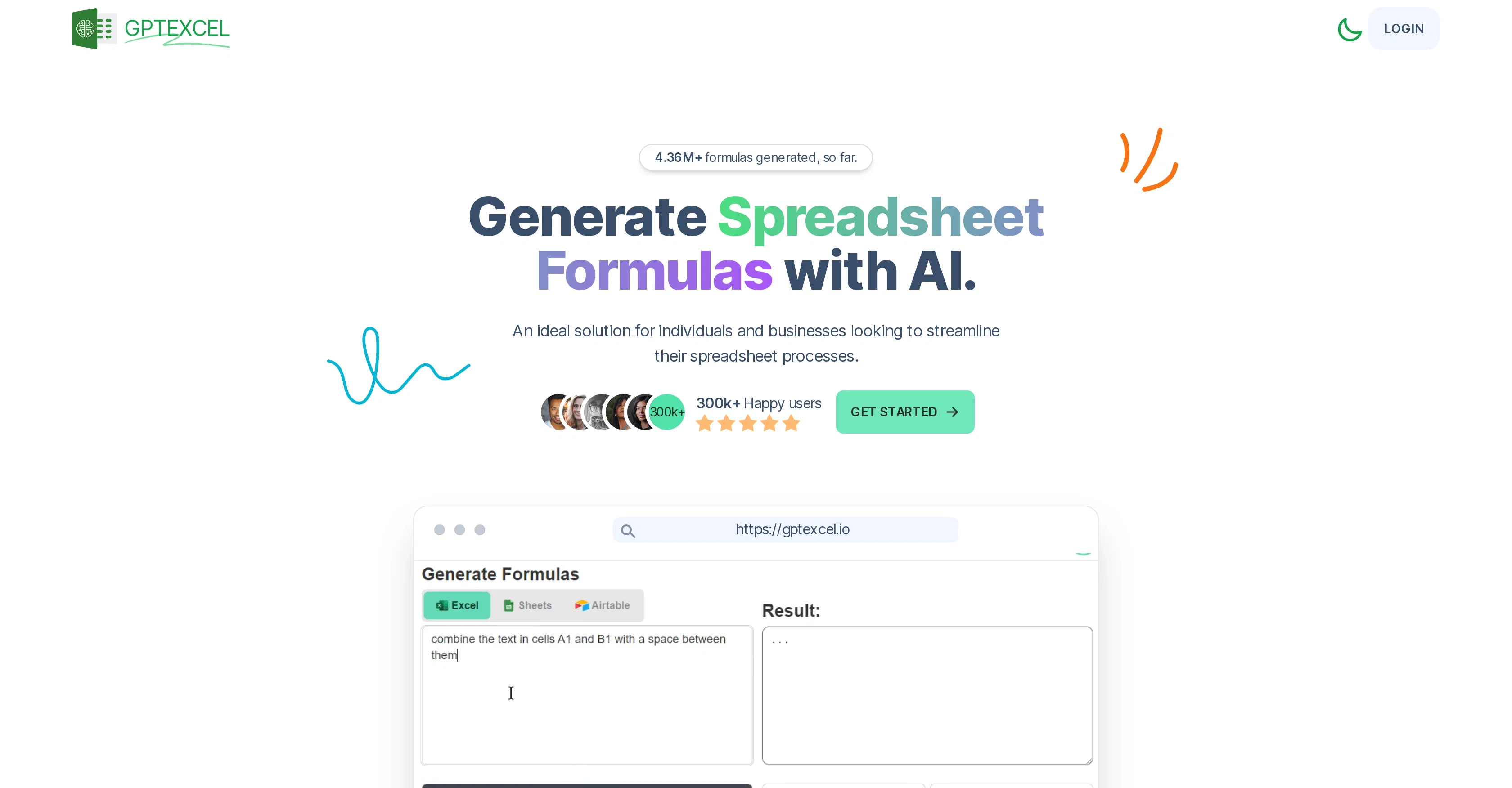 GPTExcel website