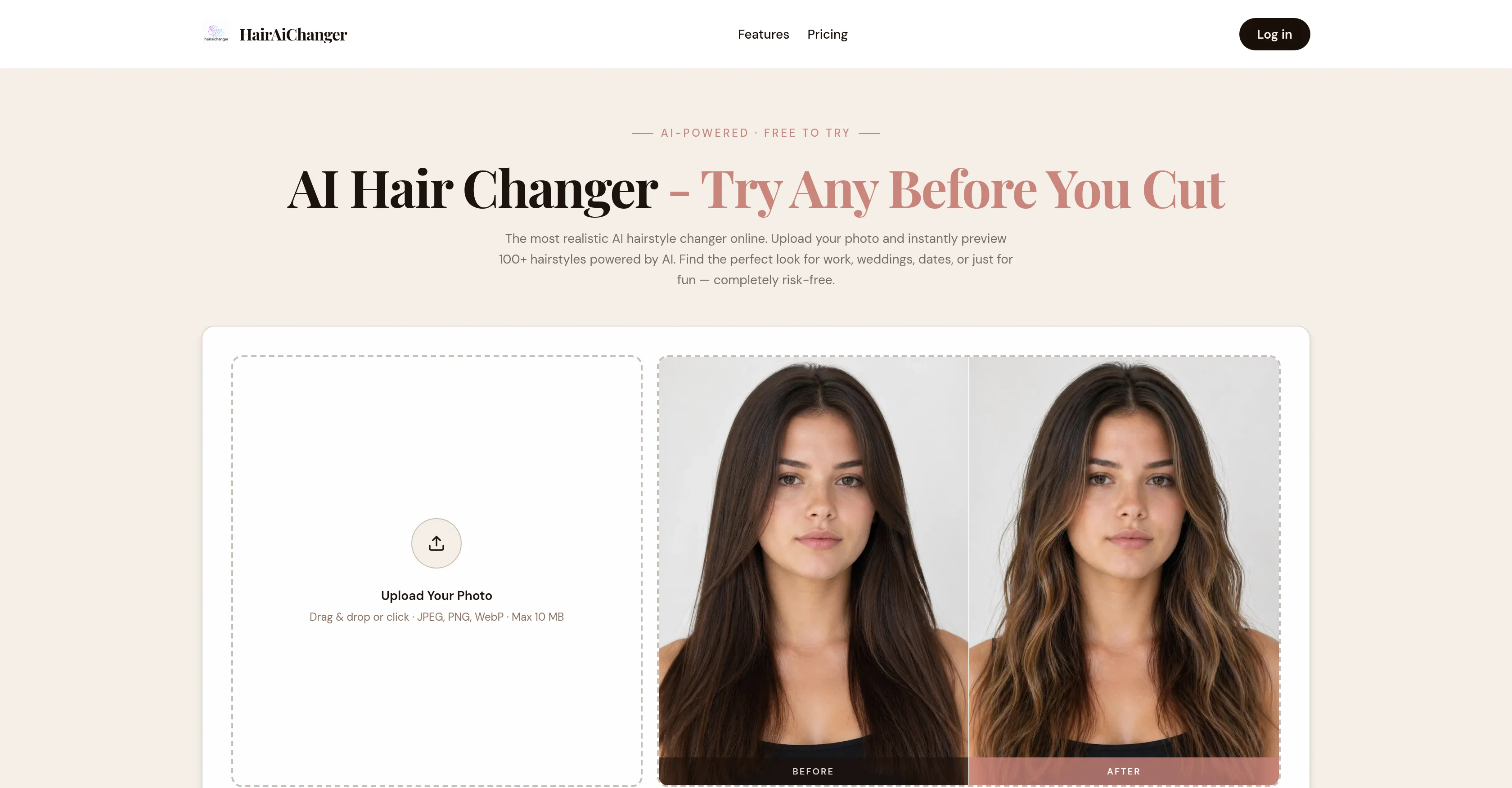 Hair AI Changer website