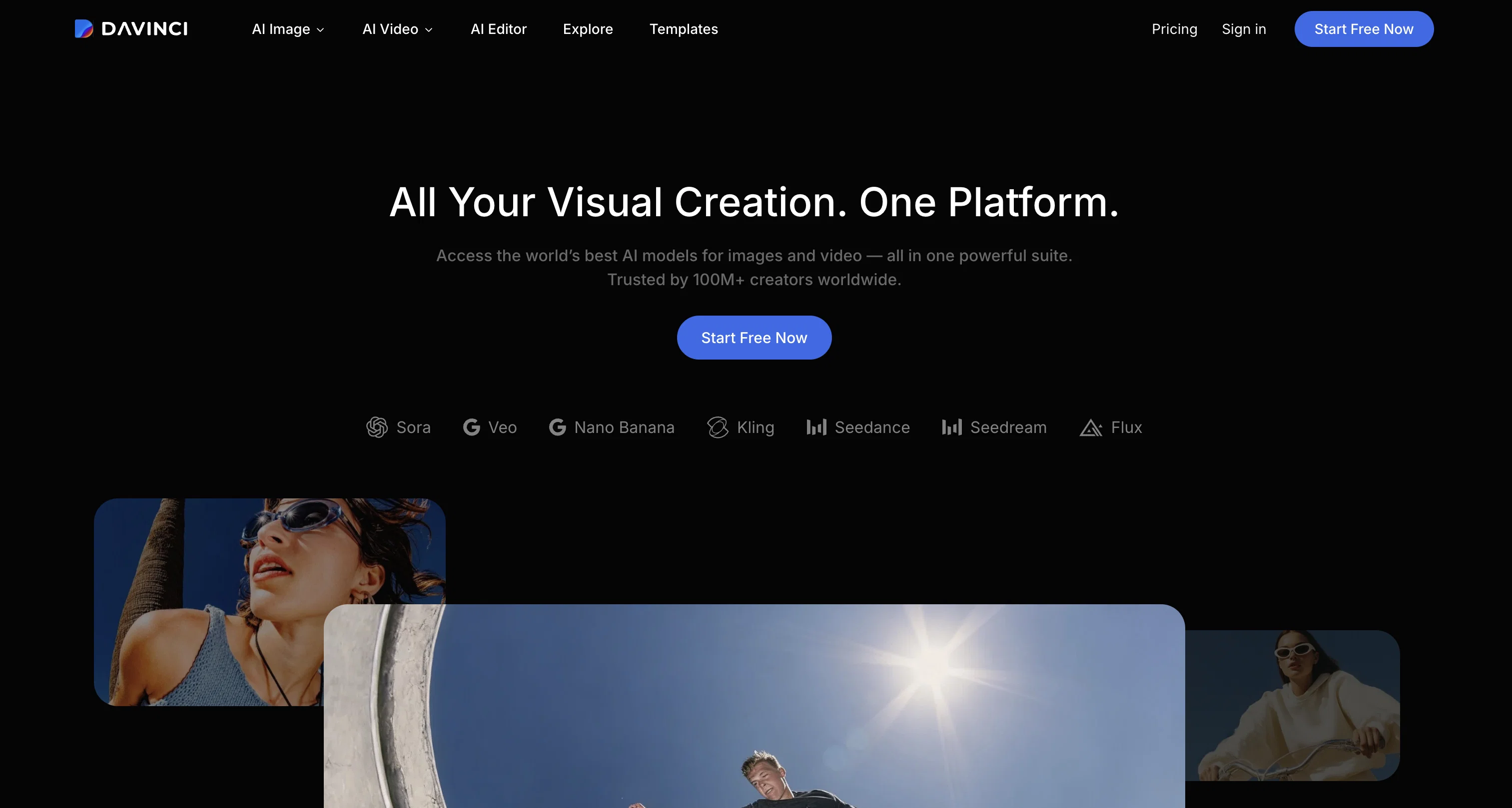 DaVinci - AI Art Generator website