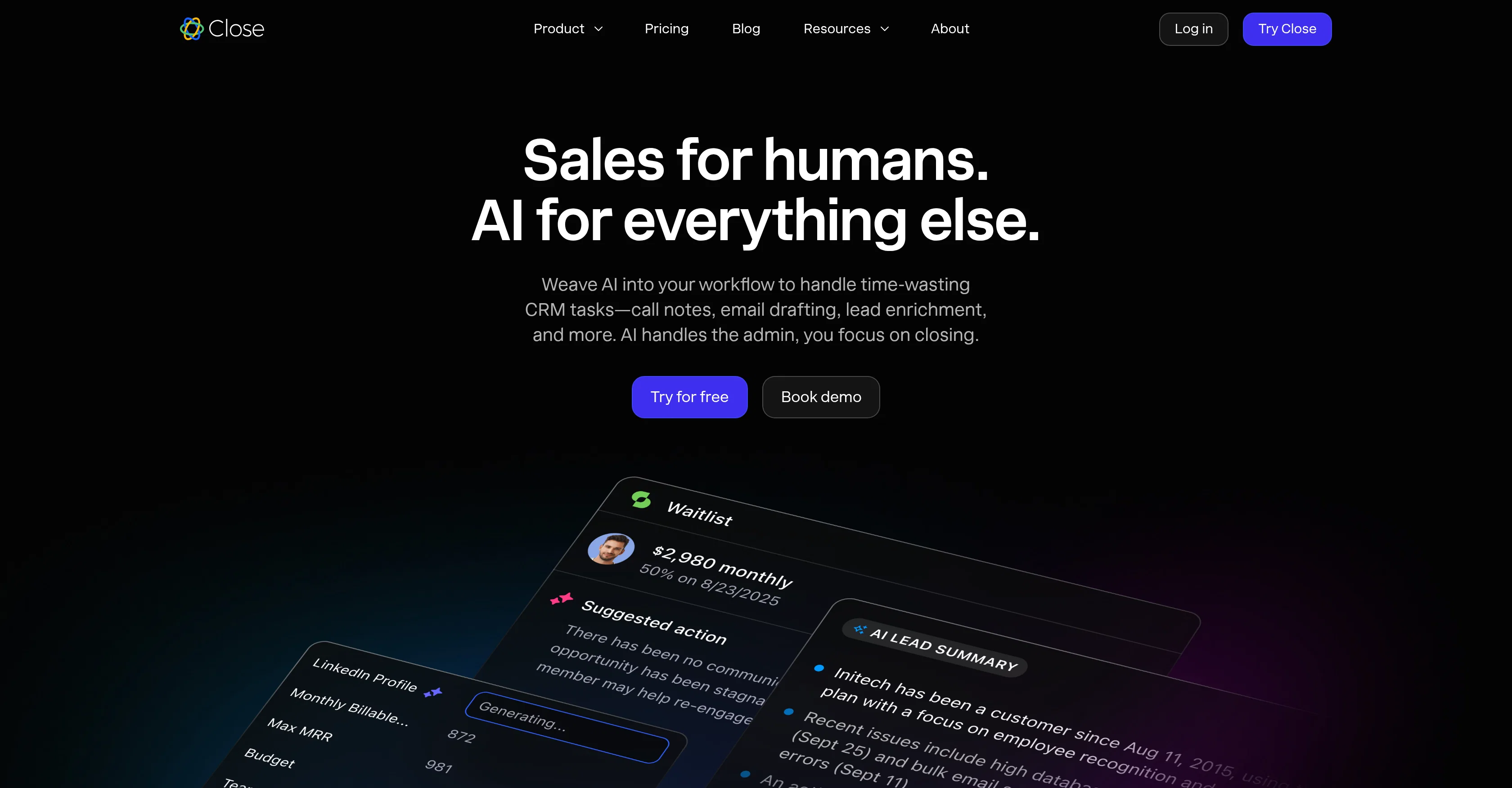 Close.com website