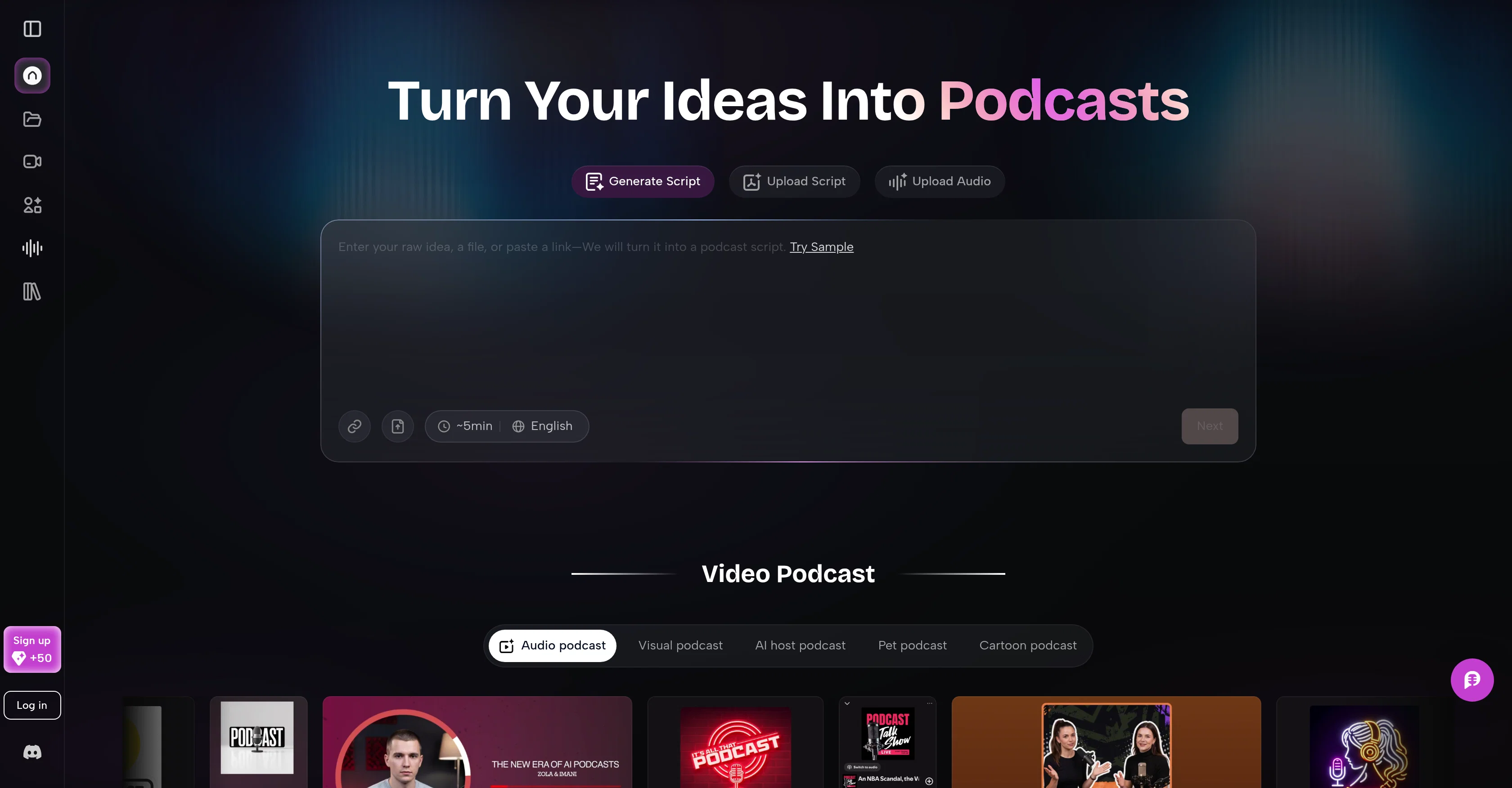 PodcastorAI website