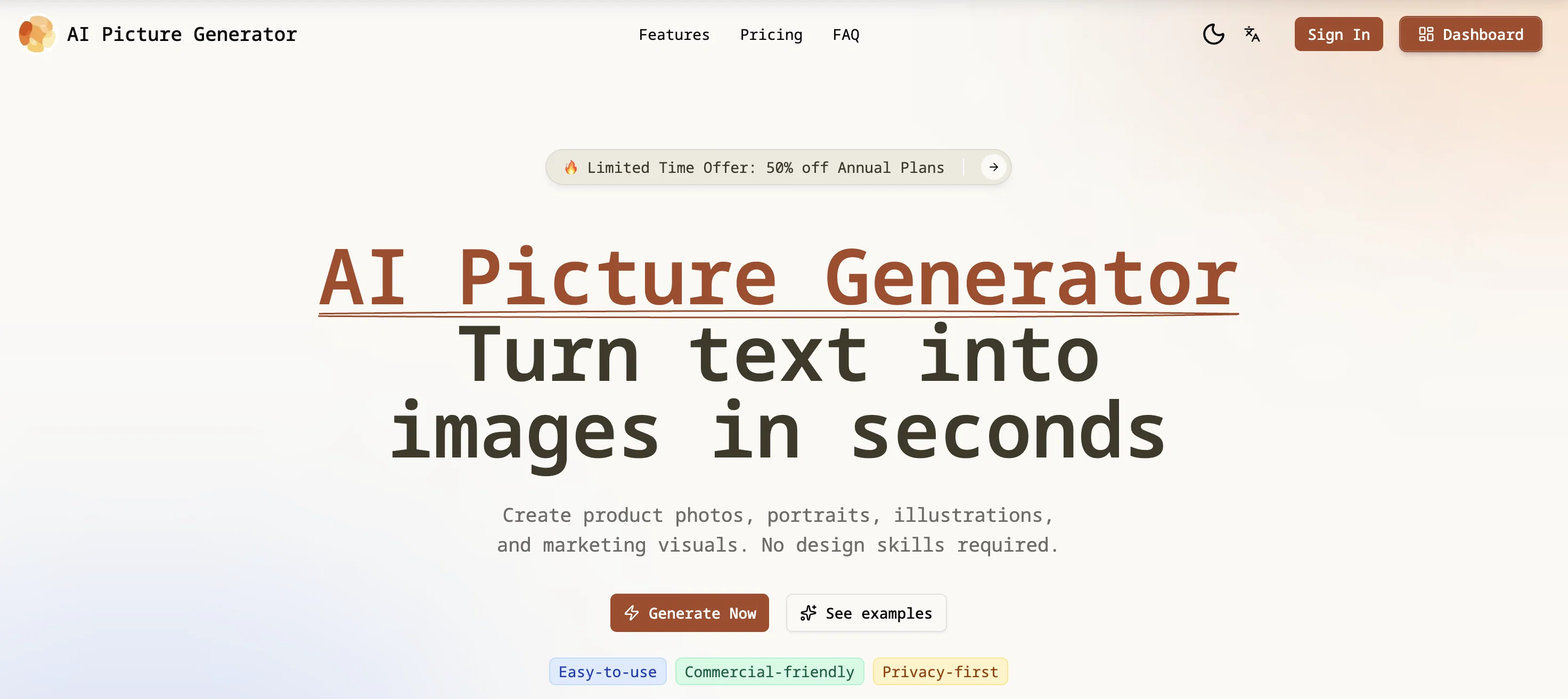AI Picture Generator website