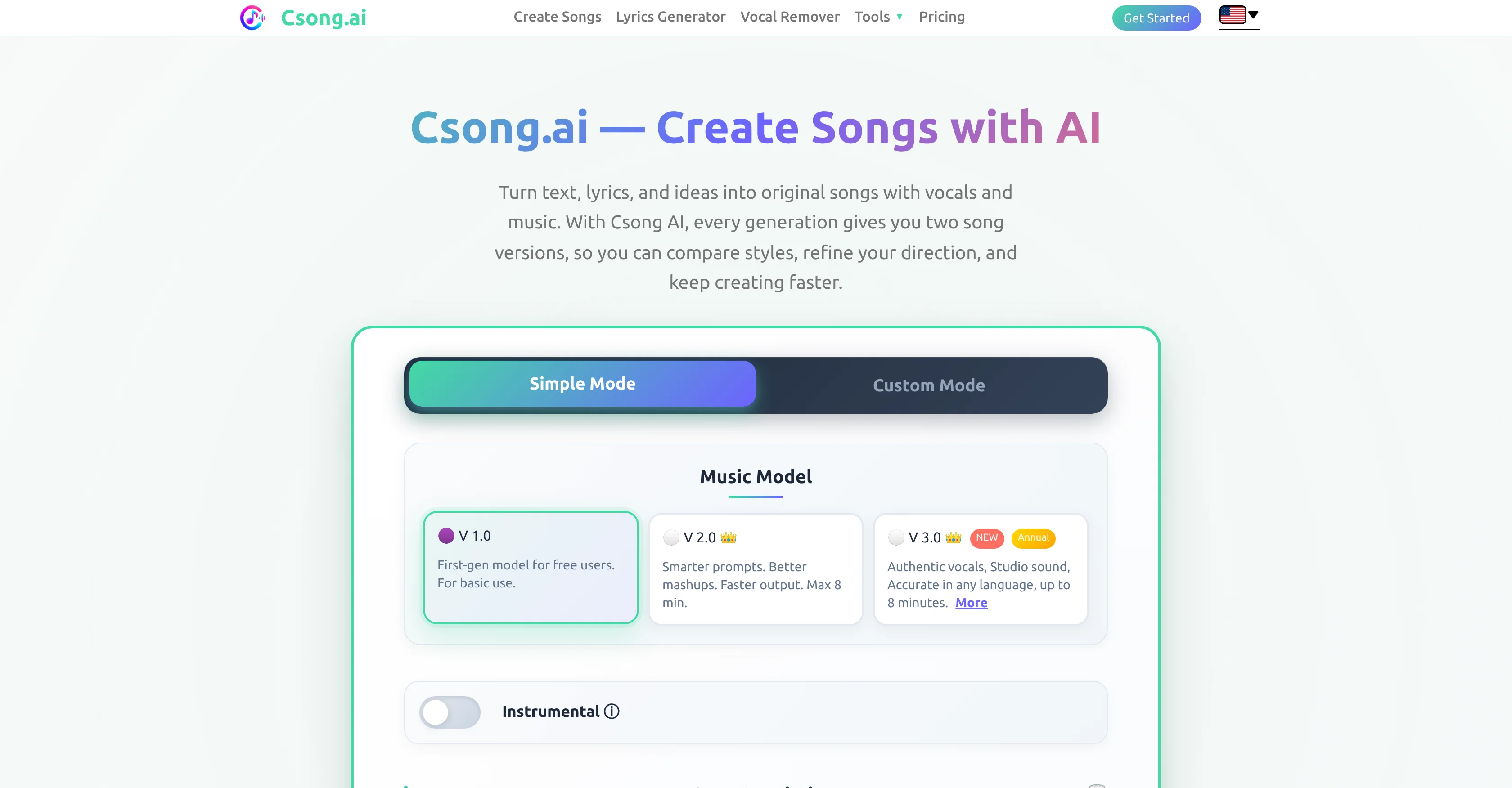 Csong AI website