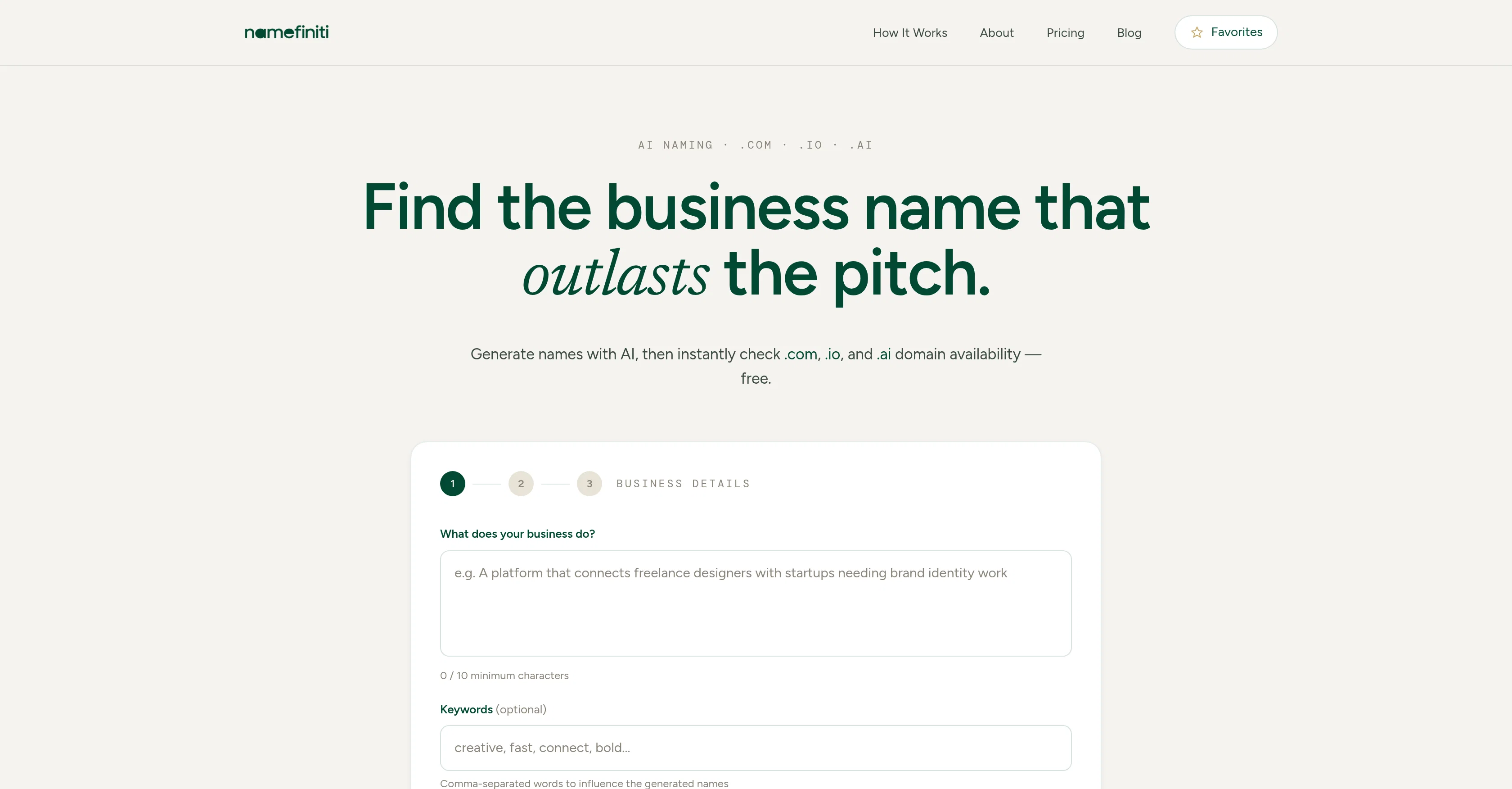 Namefiniti website
