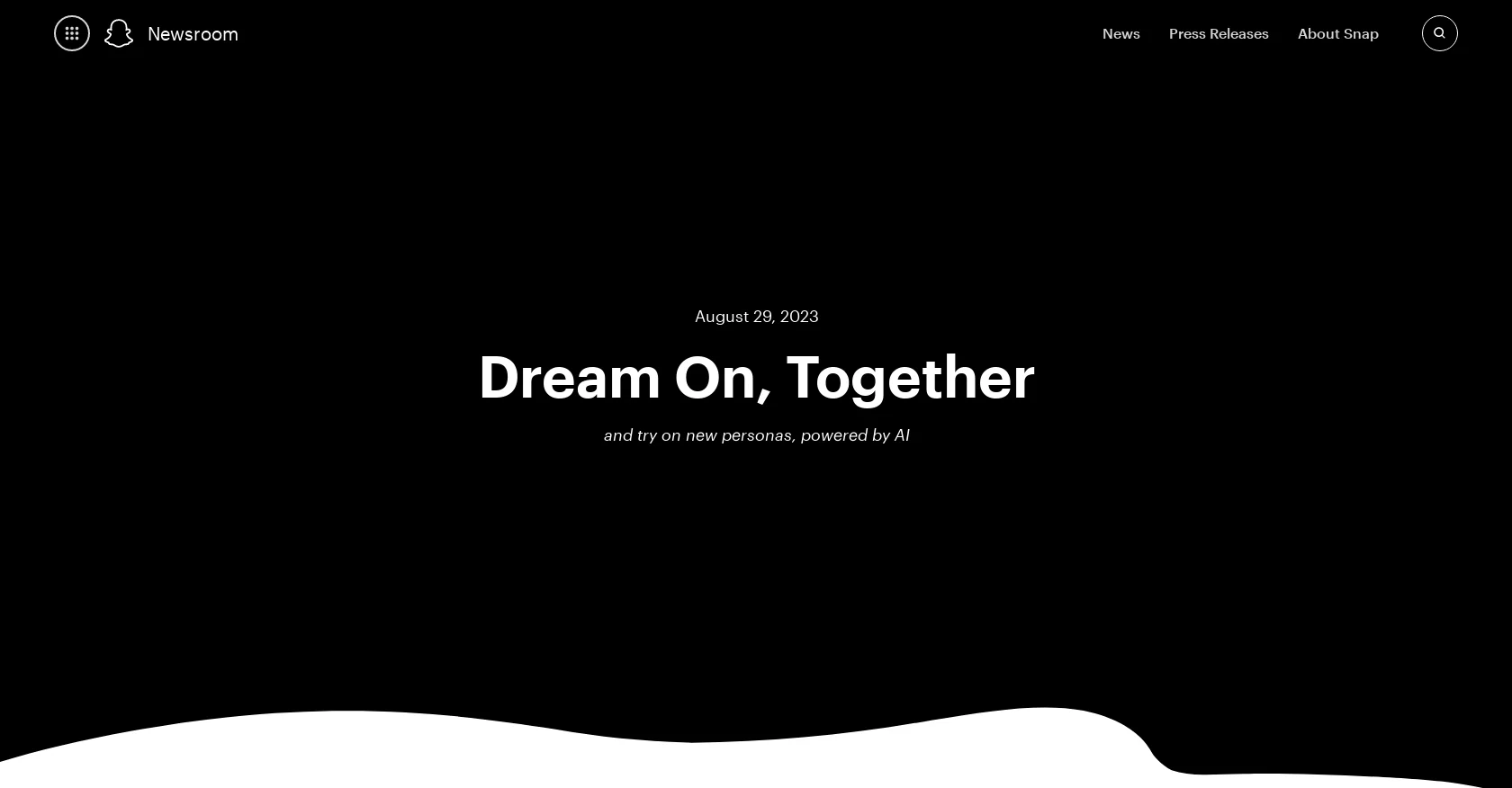 Dreams by Snapchat website