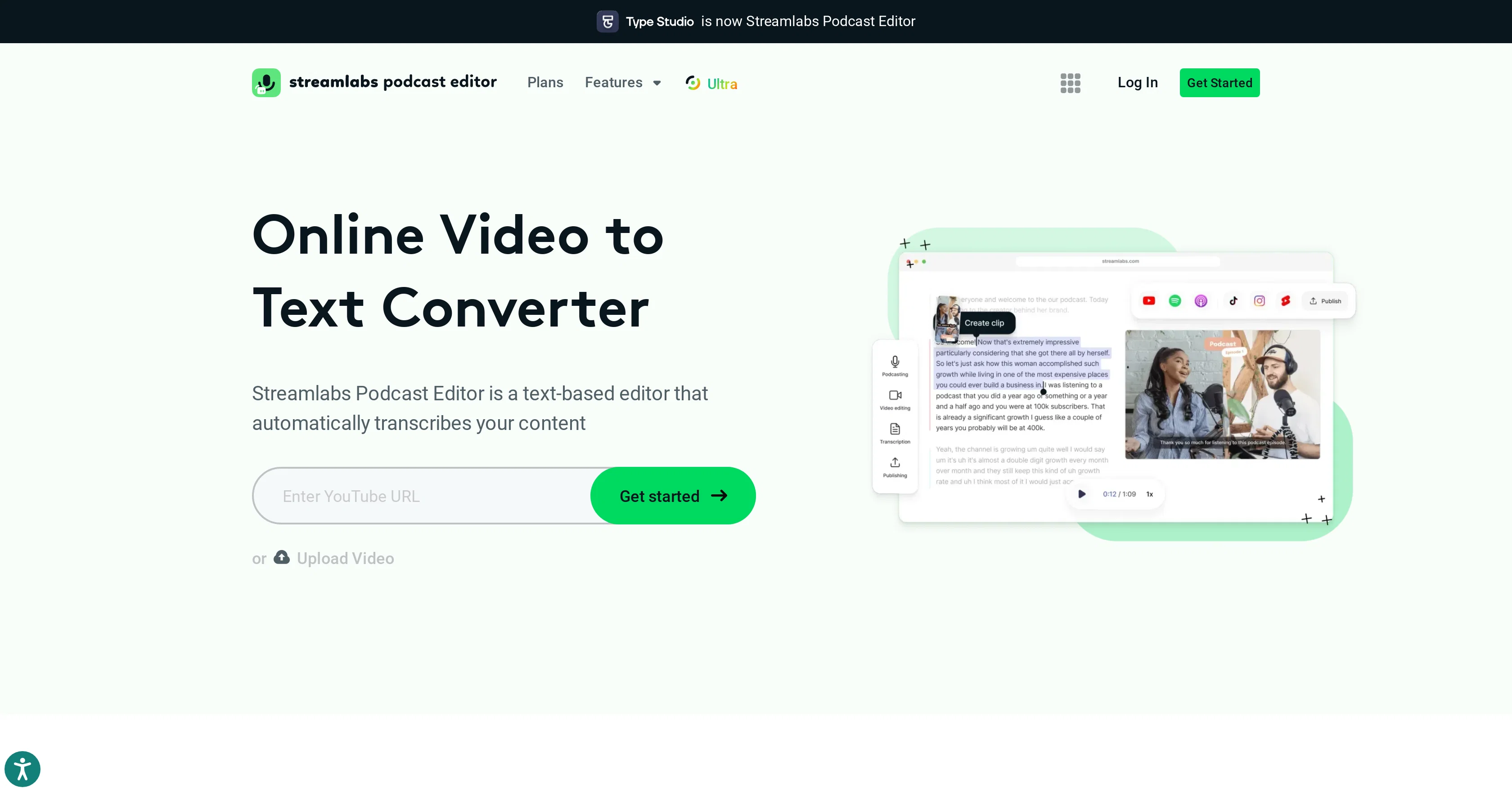 Streamlabs Podcast Editor website