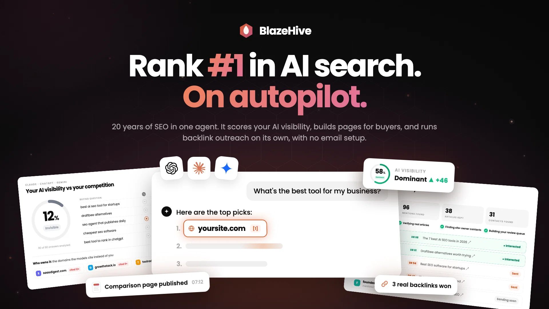 #1 AI SEO Agent: BlazeHive website