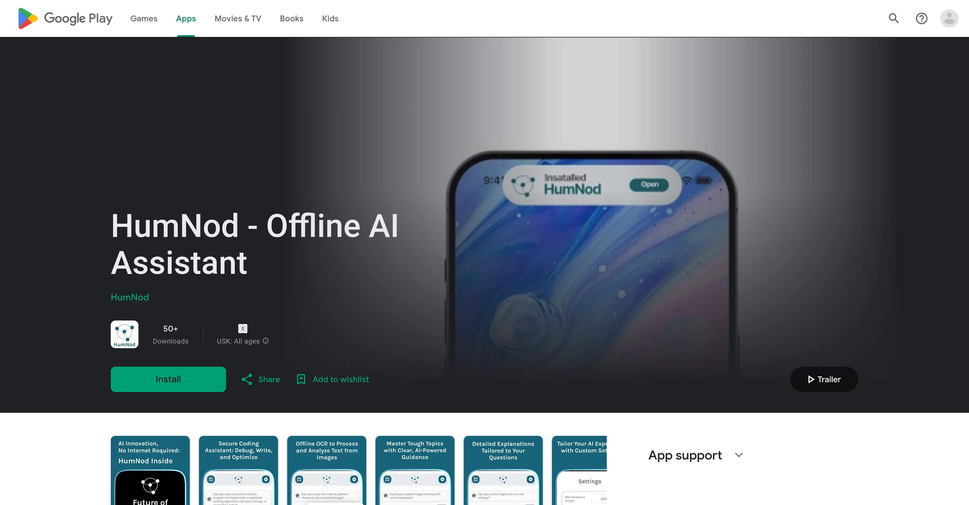 HumNod - Offline AI Assistant website