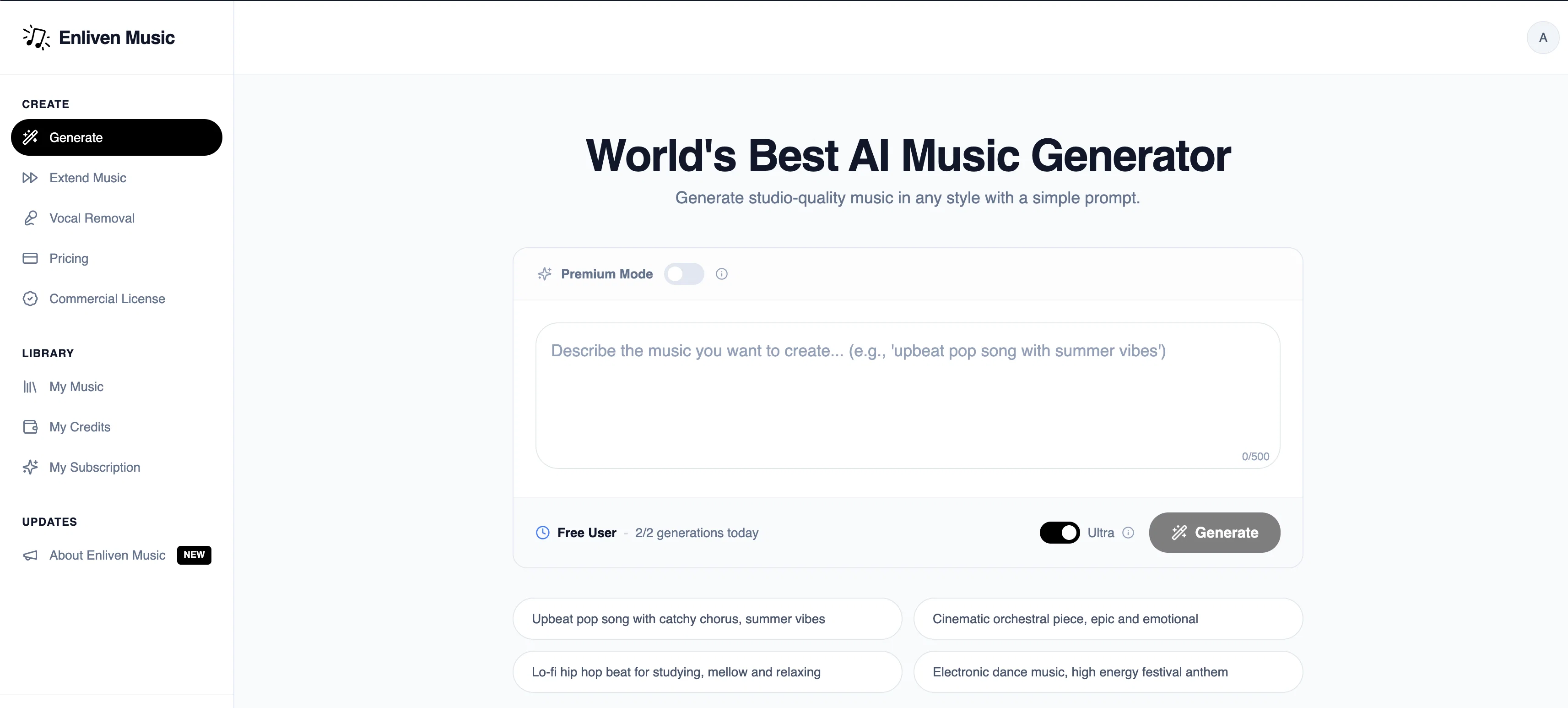 Enliven Music website