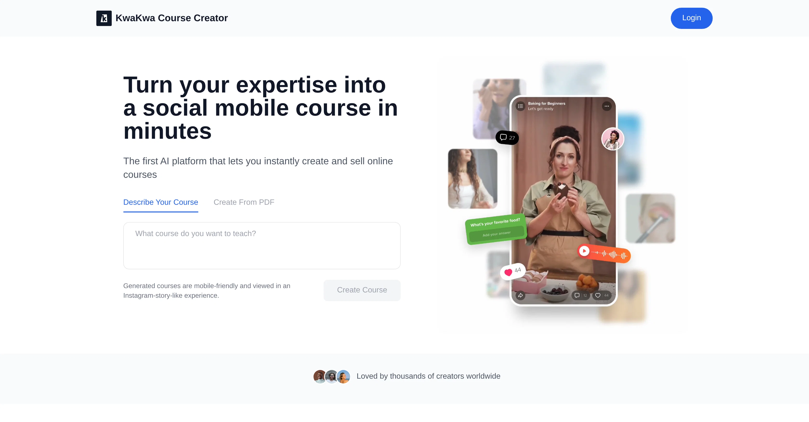 KwaKwa Course Creator website