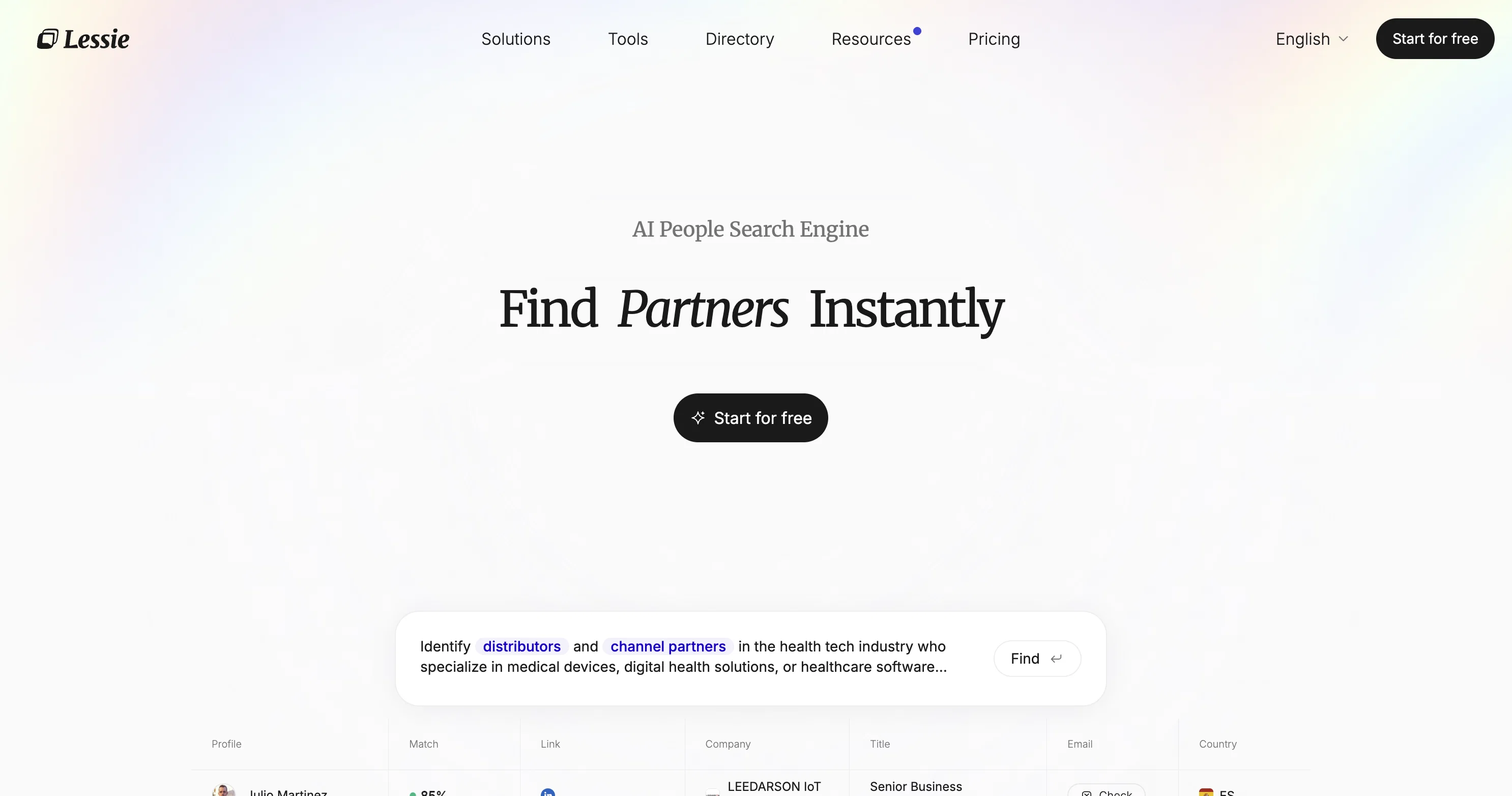 Lessie AI website