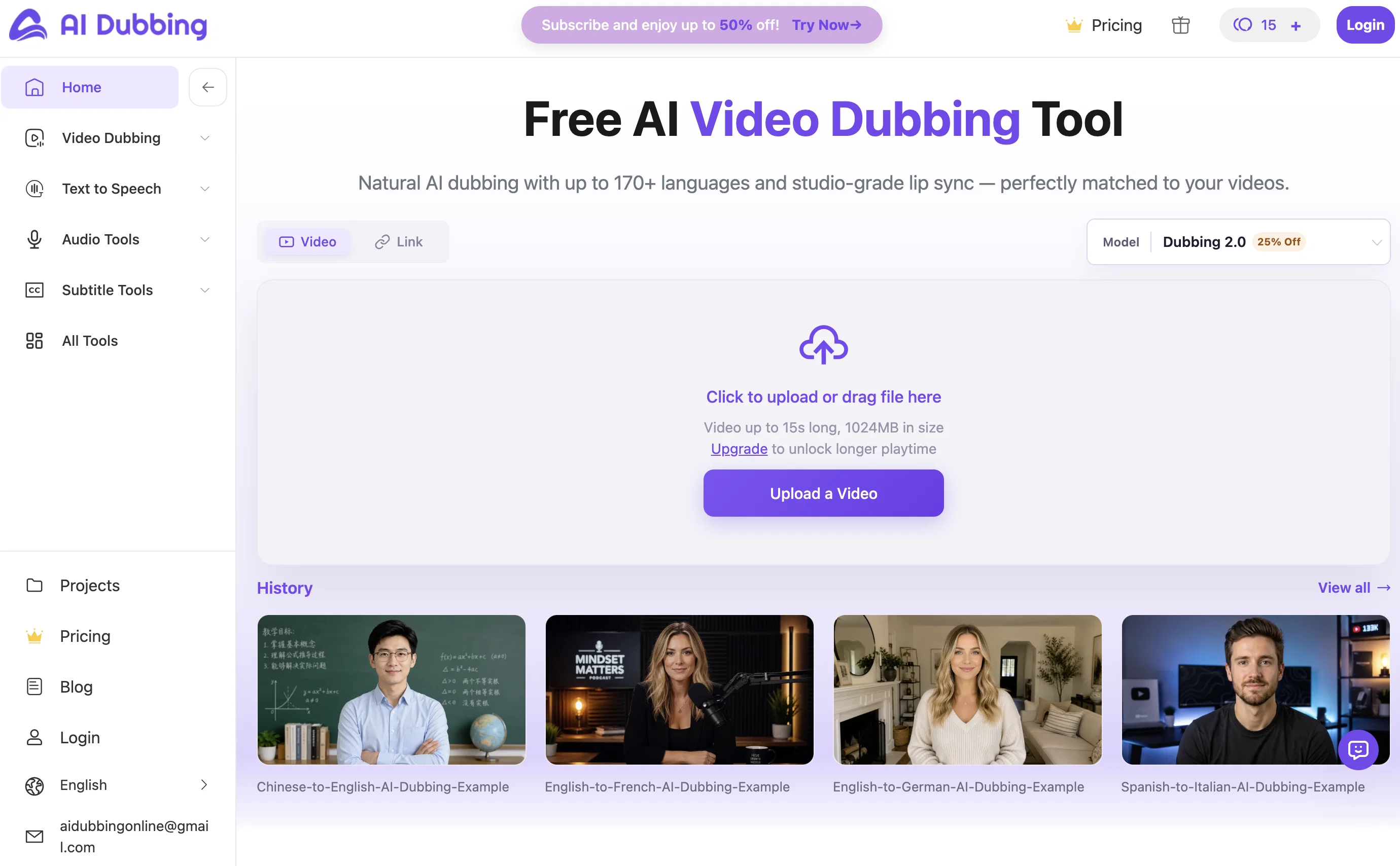 AI Dubbing.io website
