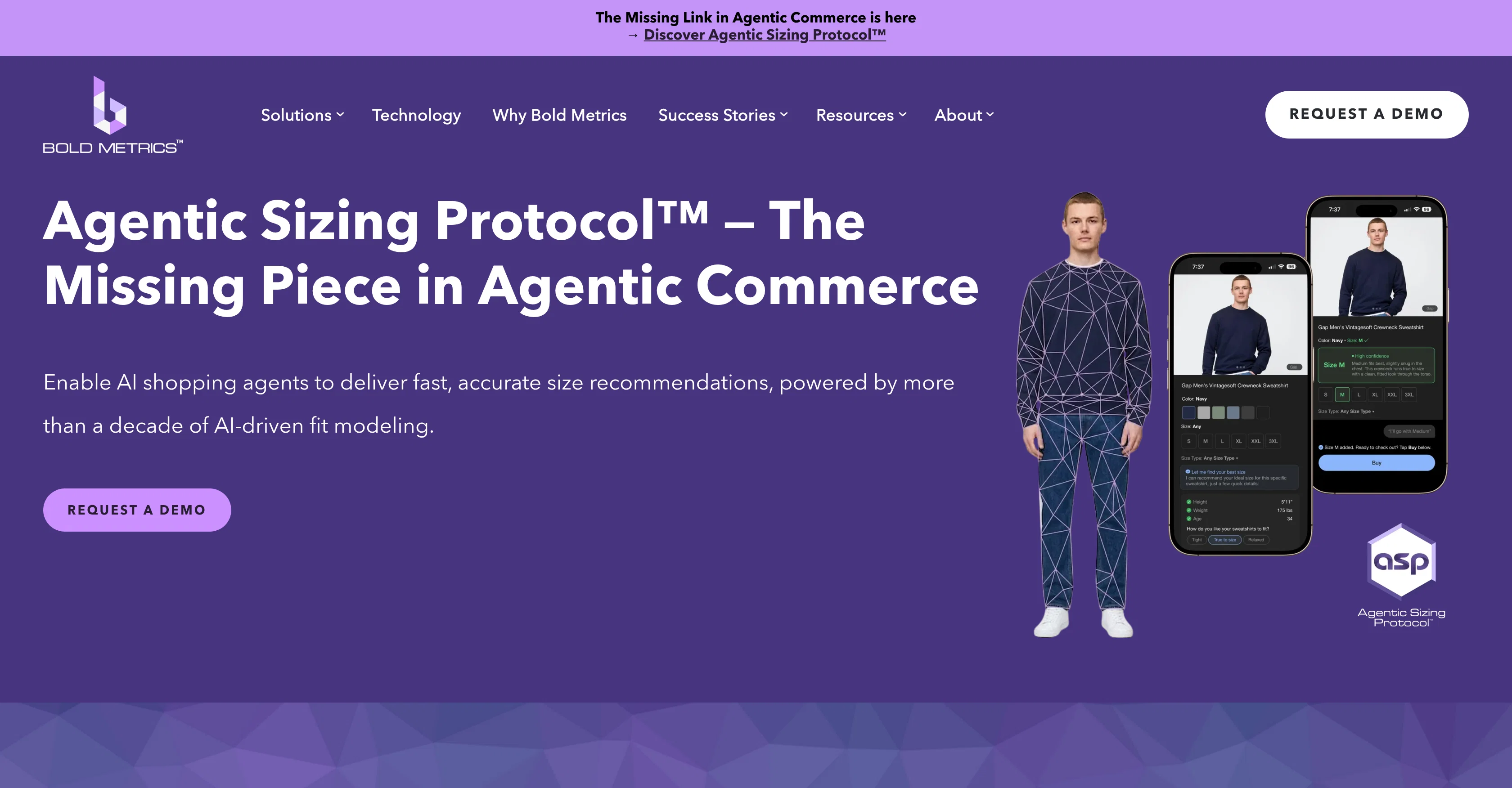Bold Metrics | Agentic Sizing Protocol website