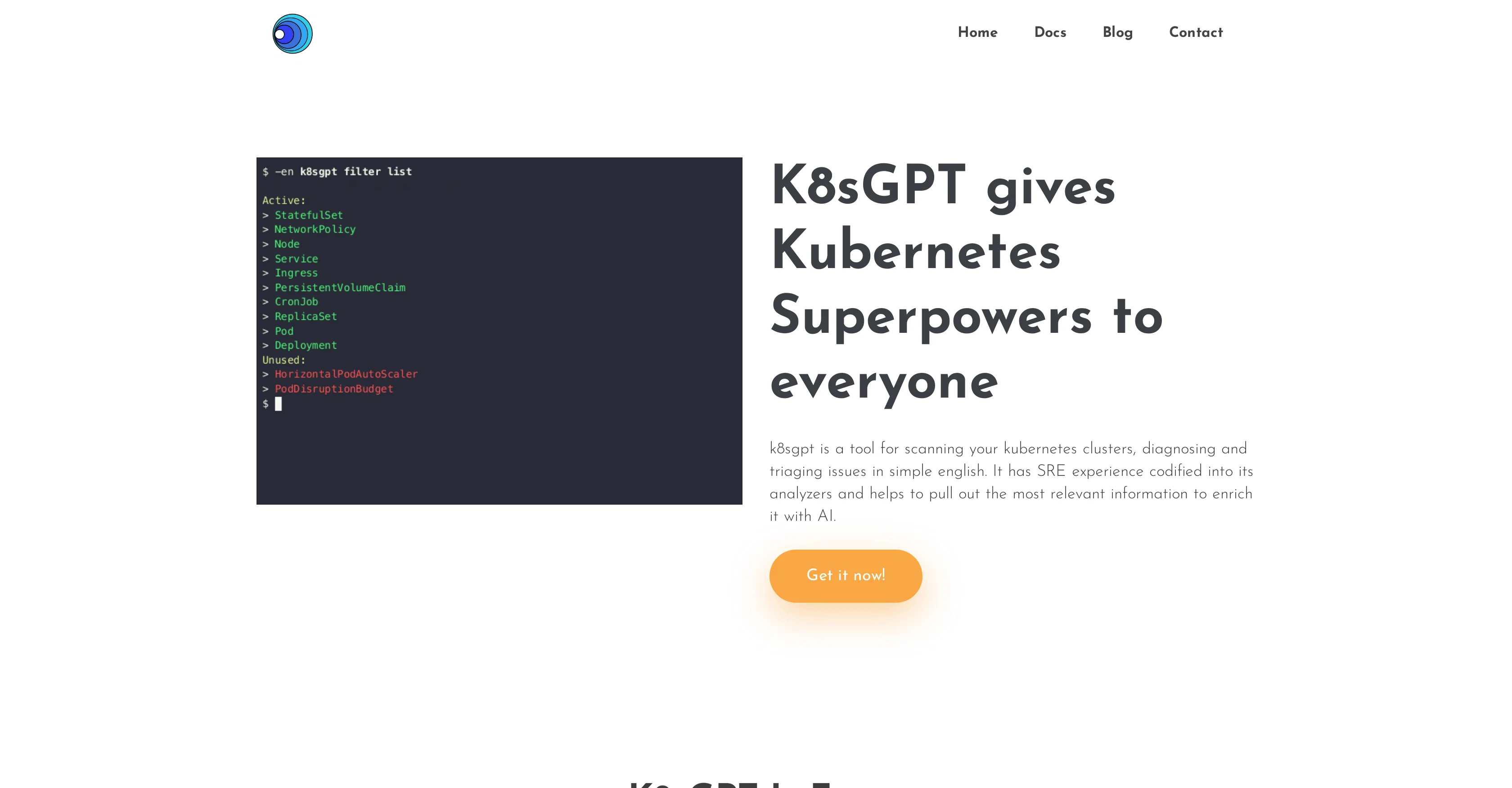 K8sGPT website