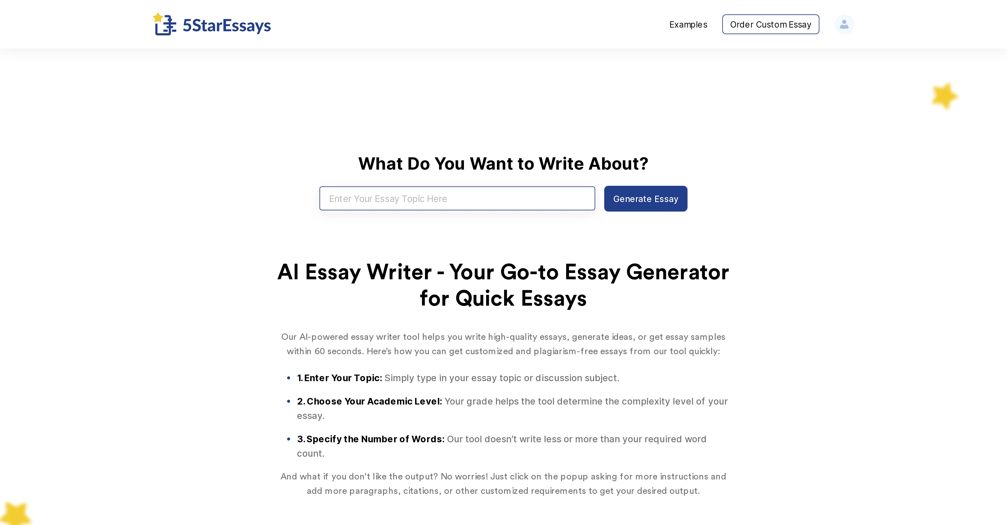 5StarEssays AI Essay Writer website