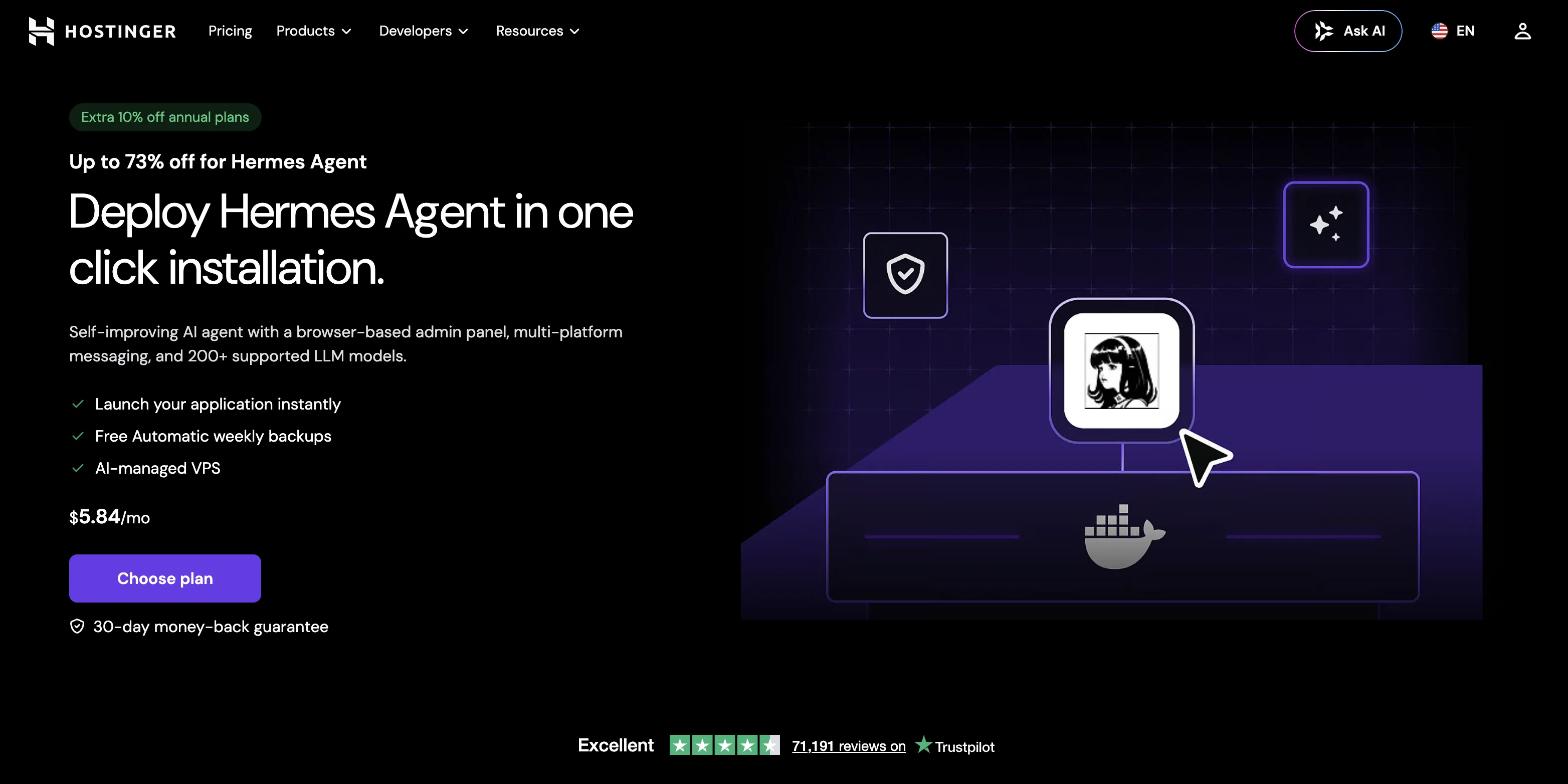 Managed Hermes Agent | Hostinger website