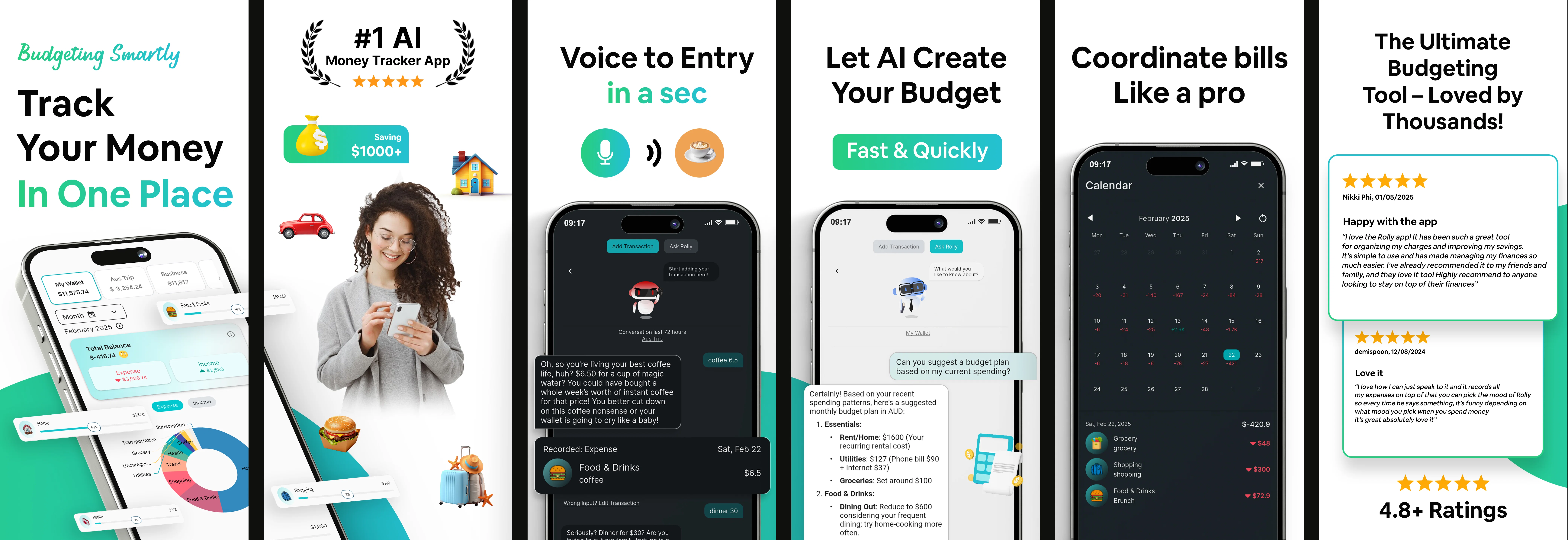 Rolly: AI Money Tracker website