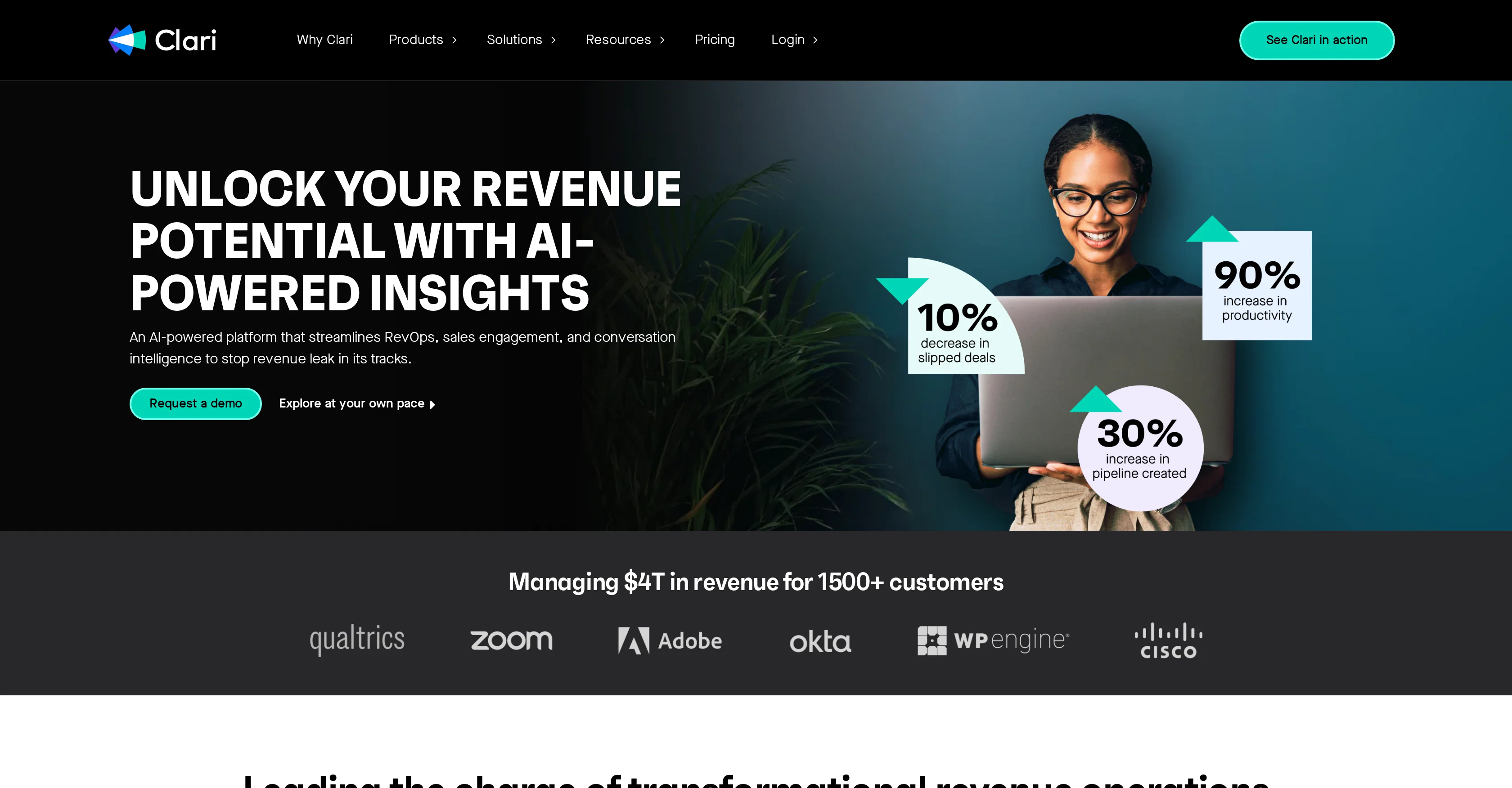 Clari Revenue Platform website