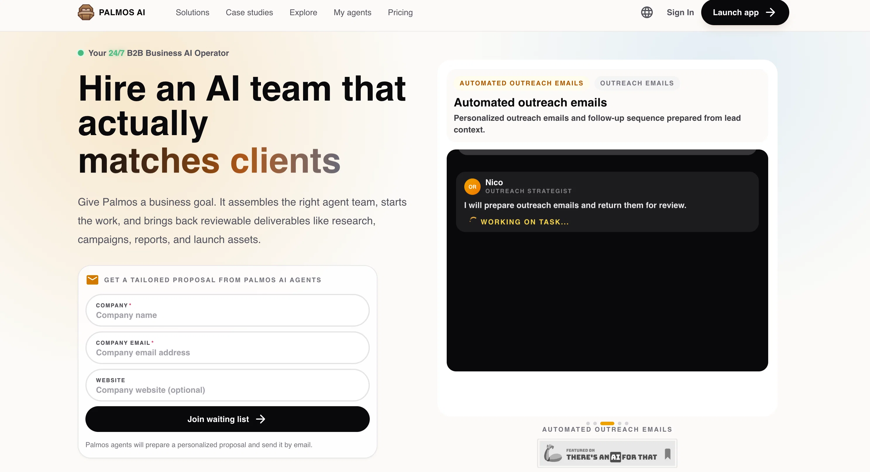 Palmos AI: Automate with AI Agent Teams website