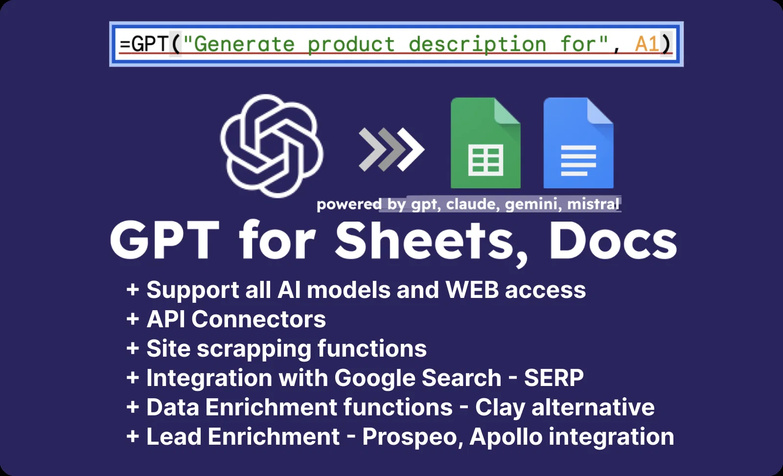 ChatGPT, Gemini, Mistral, Perplexity for Sheets | Pro... website