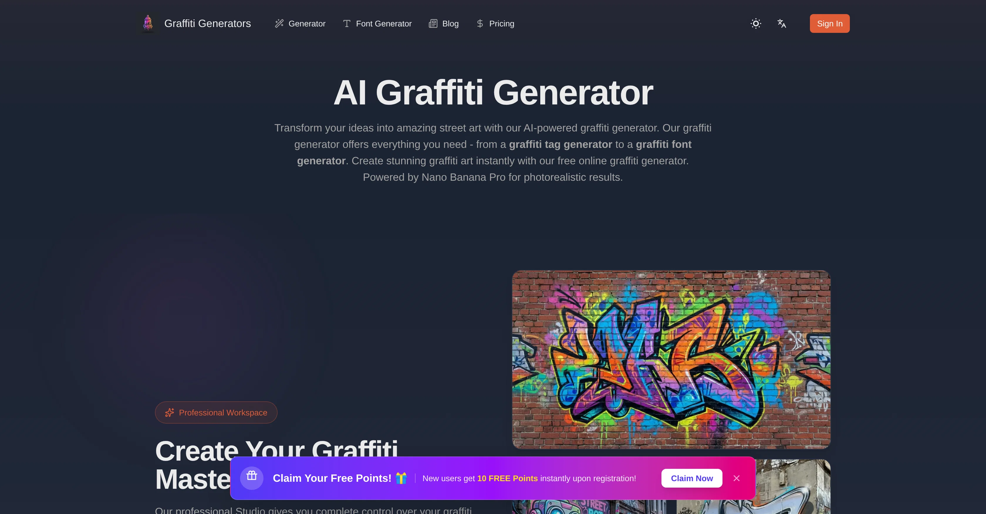 AI Graffiti Generator website