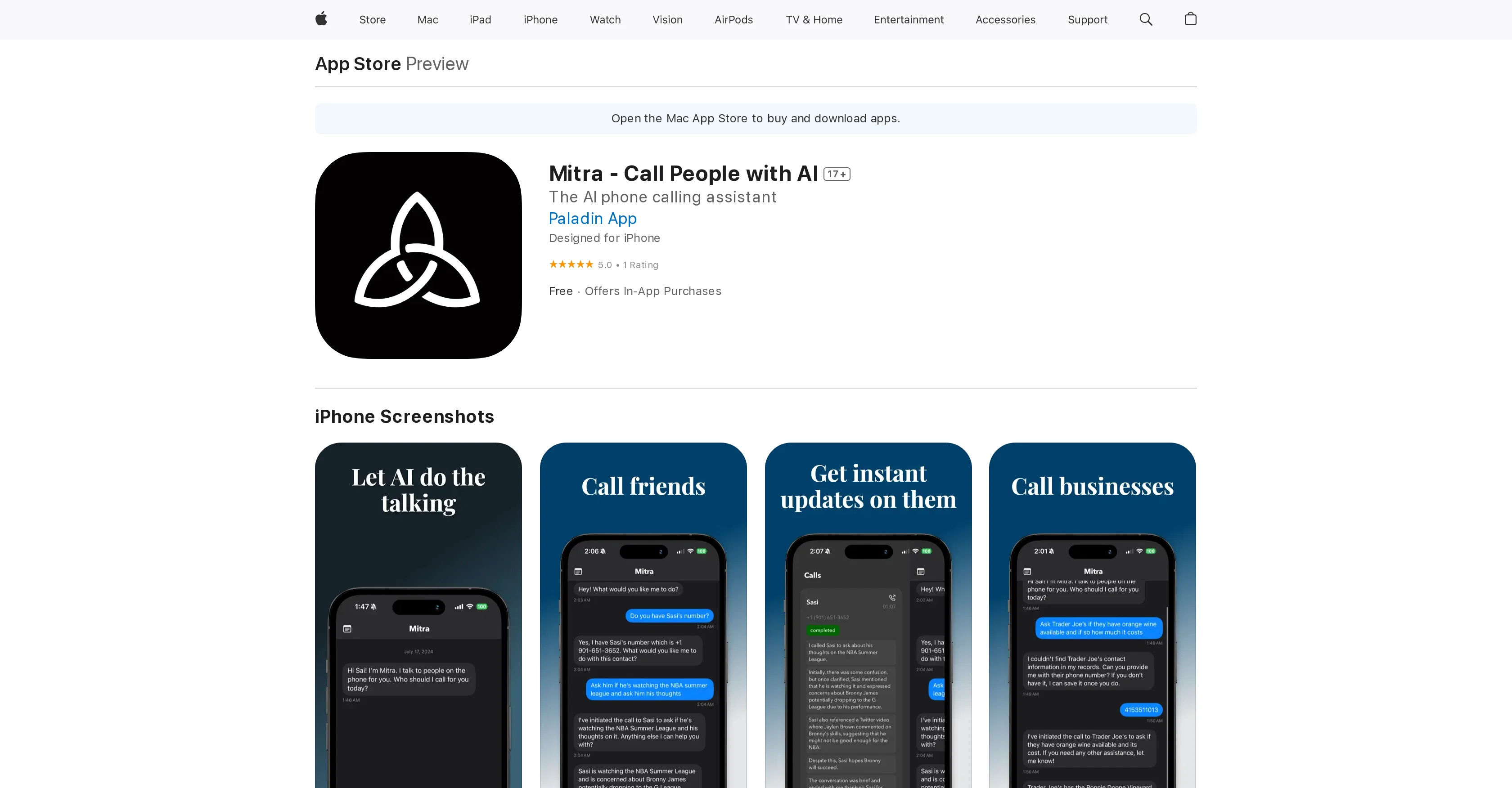 Mitra - Call People with AI website