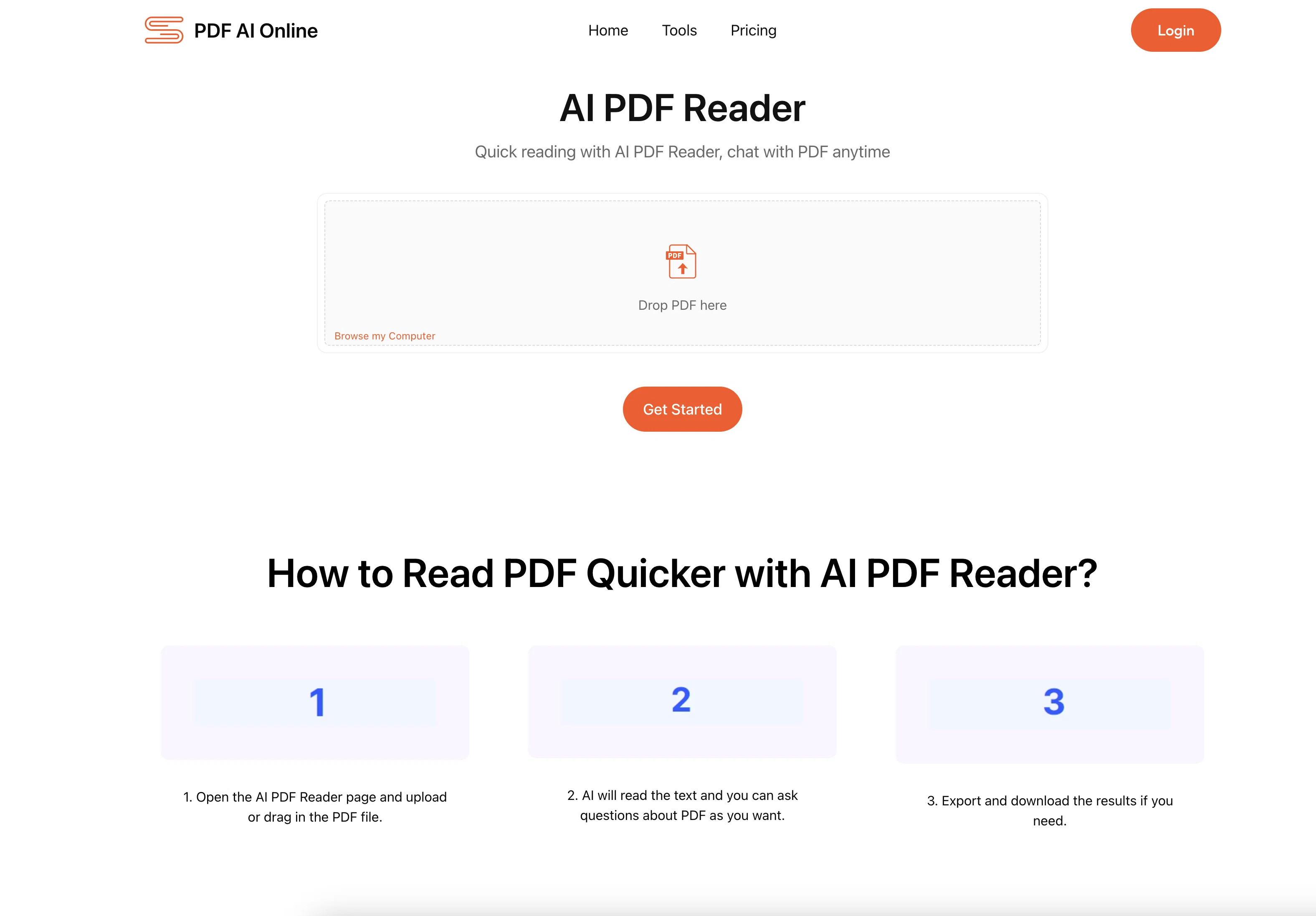 AI PDF Reader website