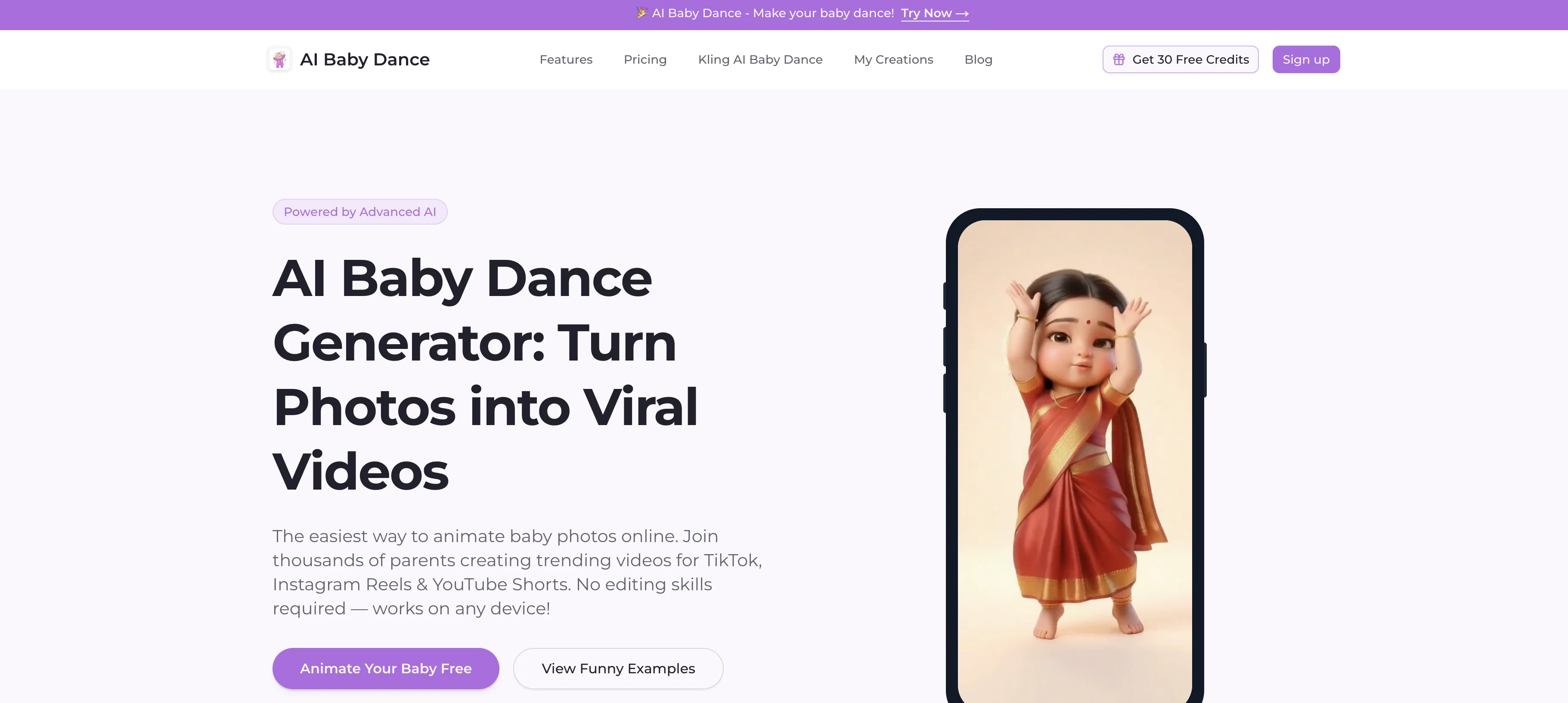 AI Baby Dance website