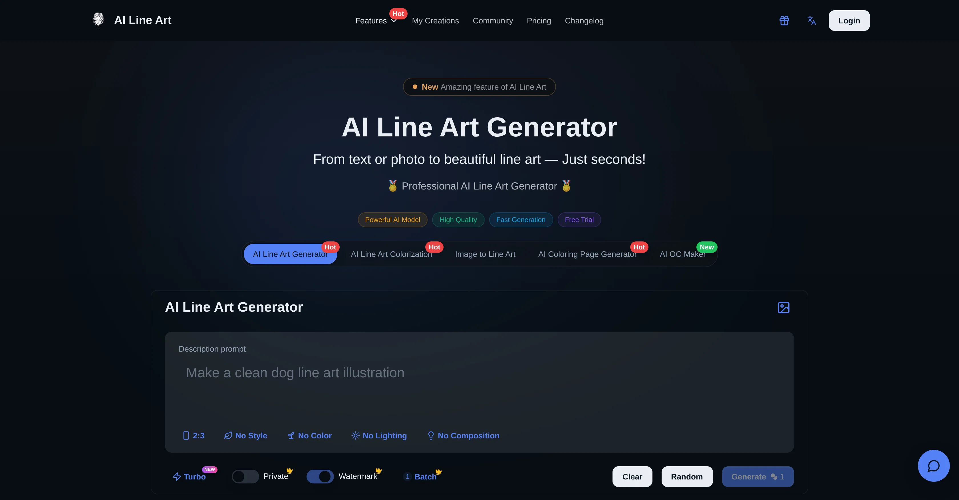 AI Line Art website