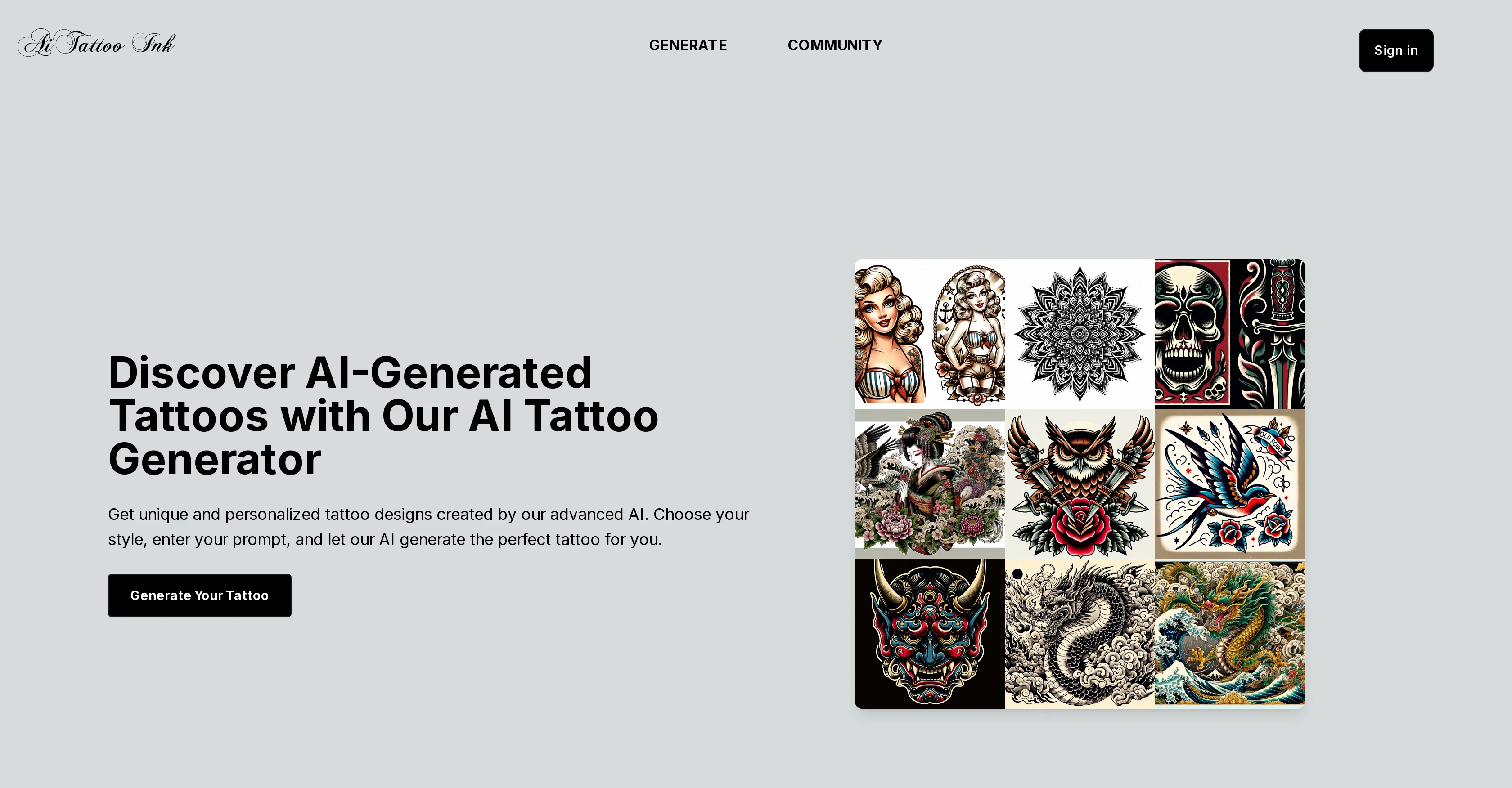 AI Tattoo Ink website