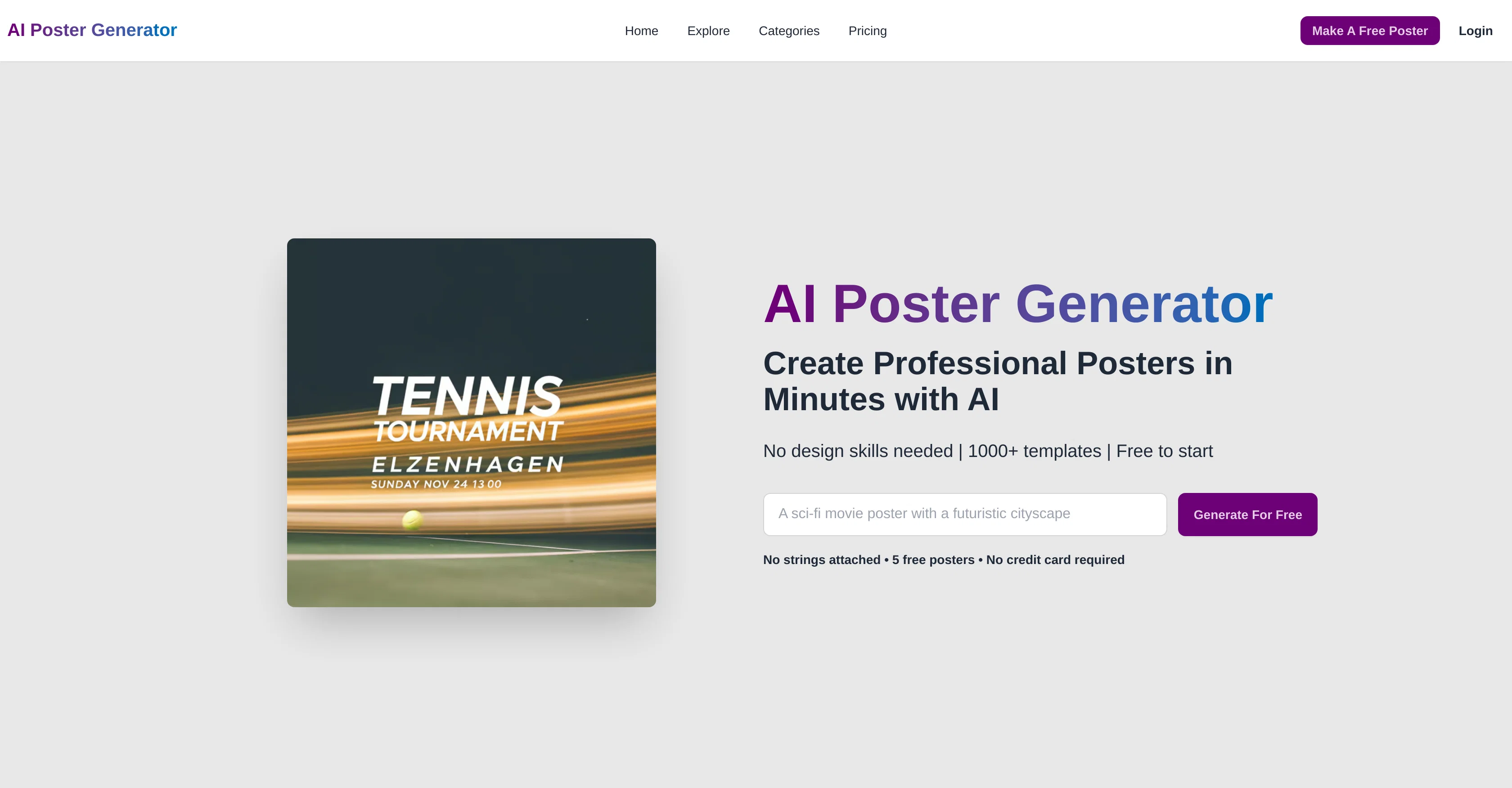 AI Poster Generator website